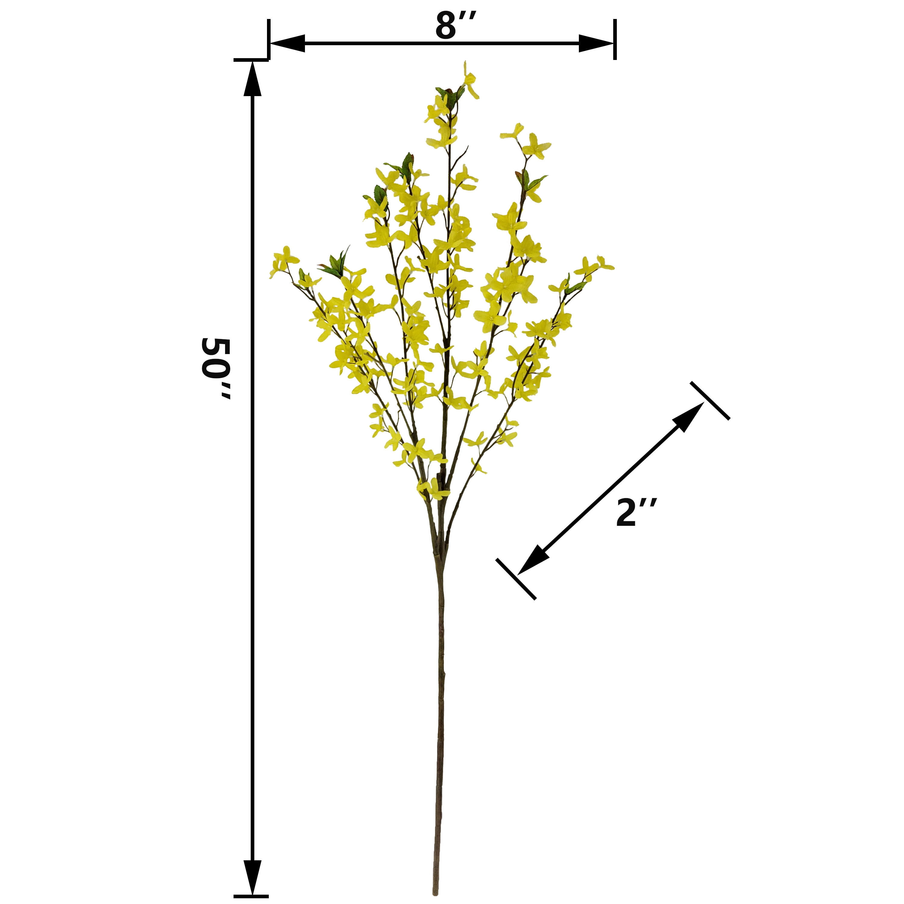 Mainstays Artificial Forsythia Stem, Realistic Faux Floral Decor for Home Arrangement (Yellow, 50 in) anx93