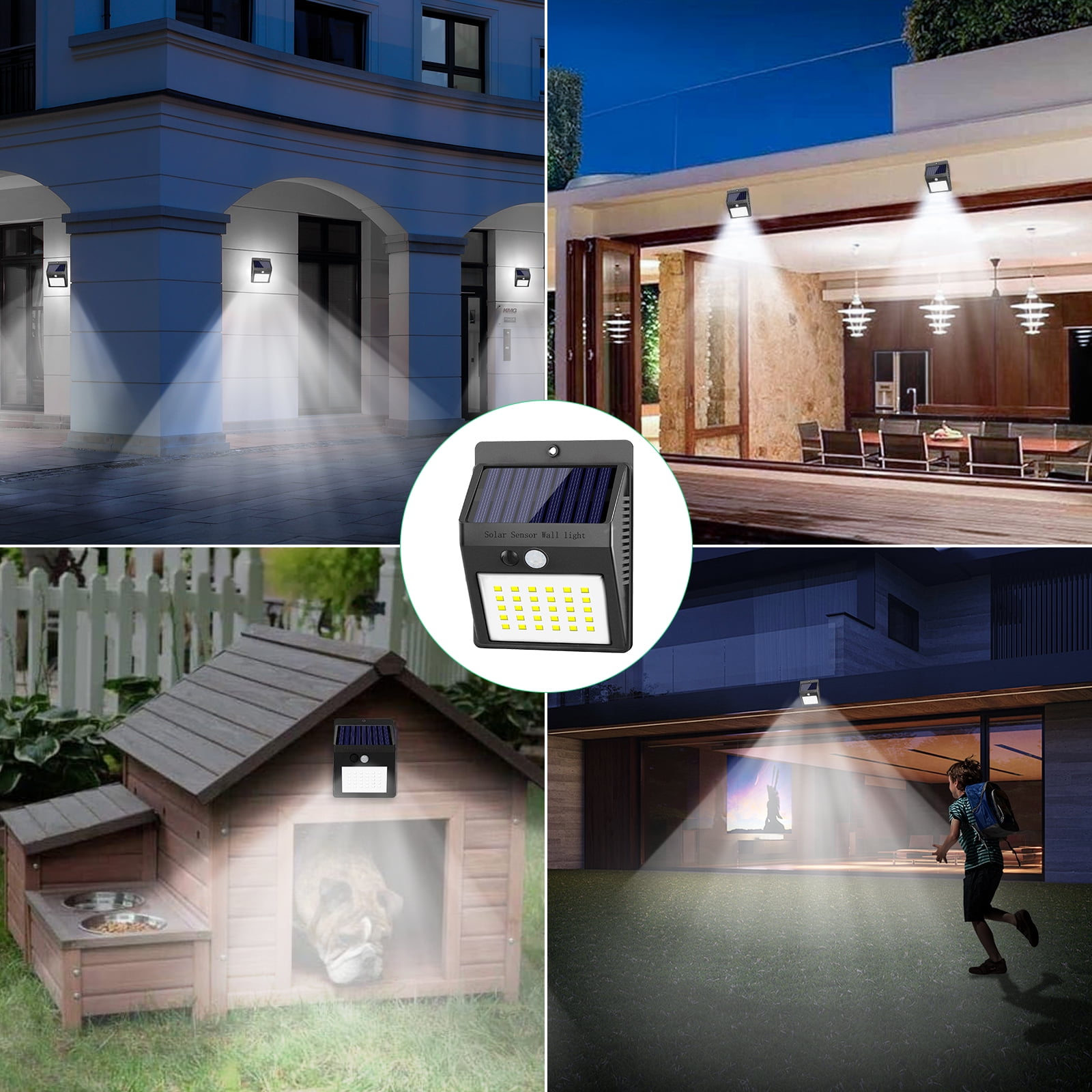 IJIL Solar Outdoor Lights, Motion Sensor Security Lighting for Garden Fence Yard Deck Garage (Black, 4 Pack) 0mlb3