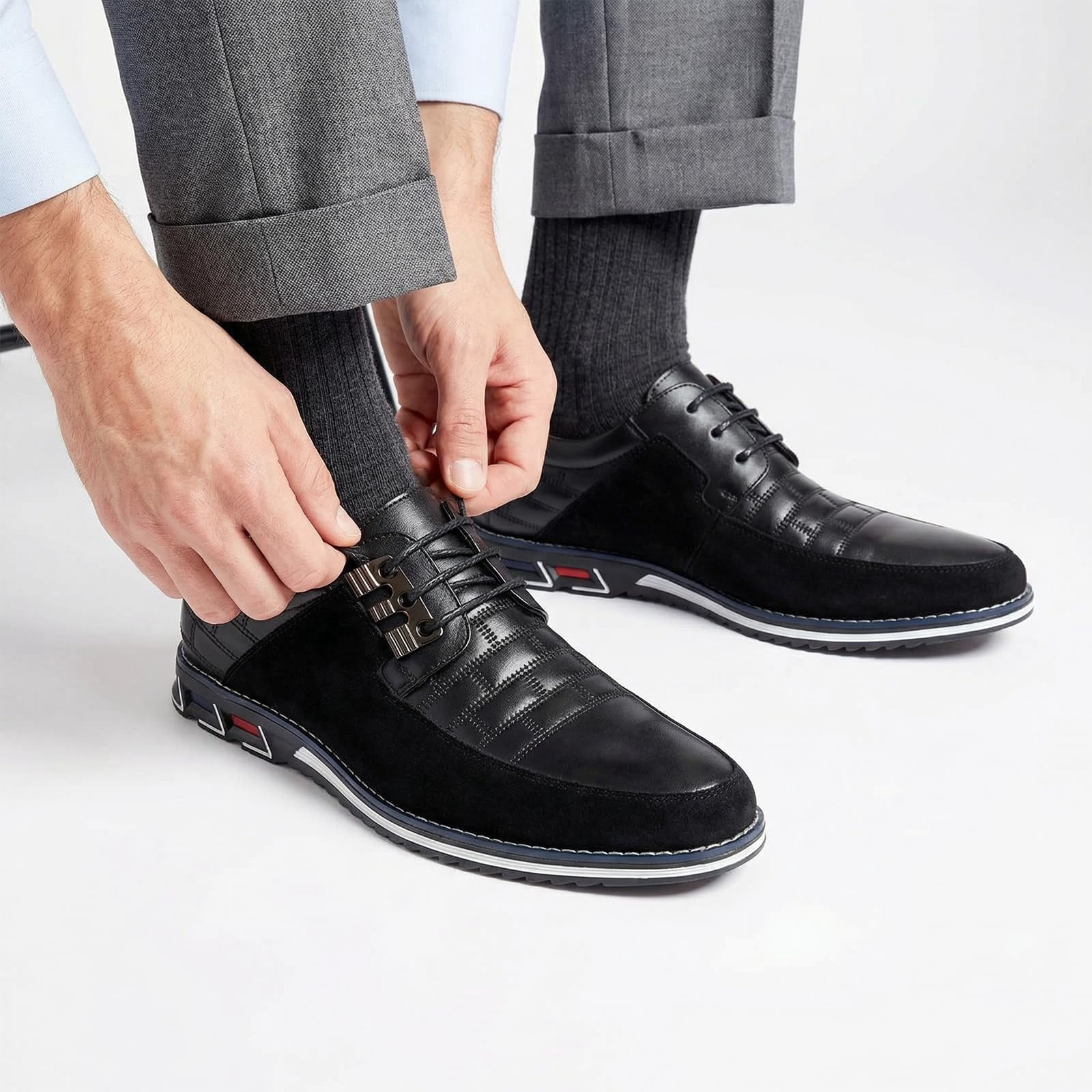 IXV Mens Leather Oxford Dress Shoes (Black, 10 US) on7kk