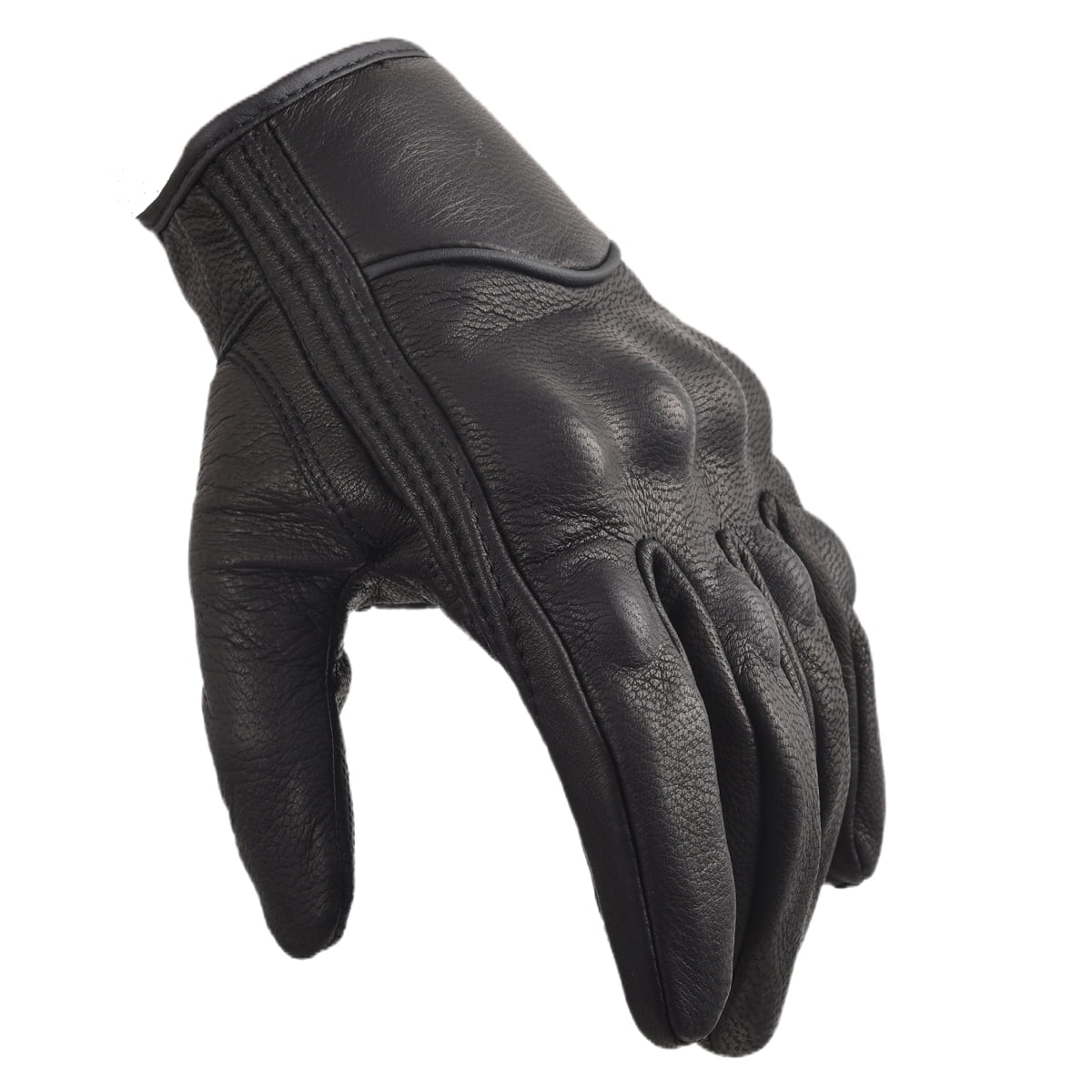 Sibewora Men's Leather Motorcycle Gloves (Black, Large) 8sl7c