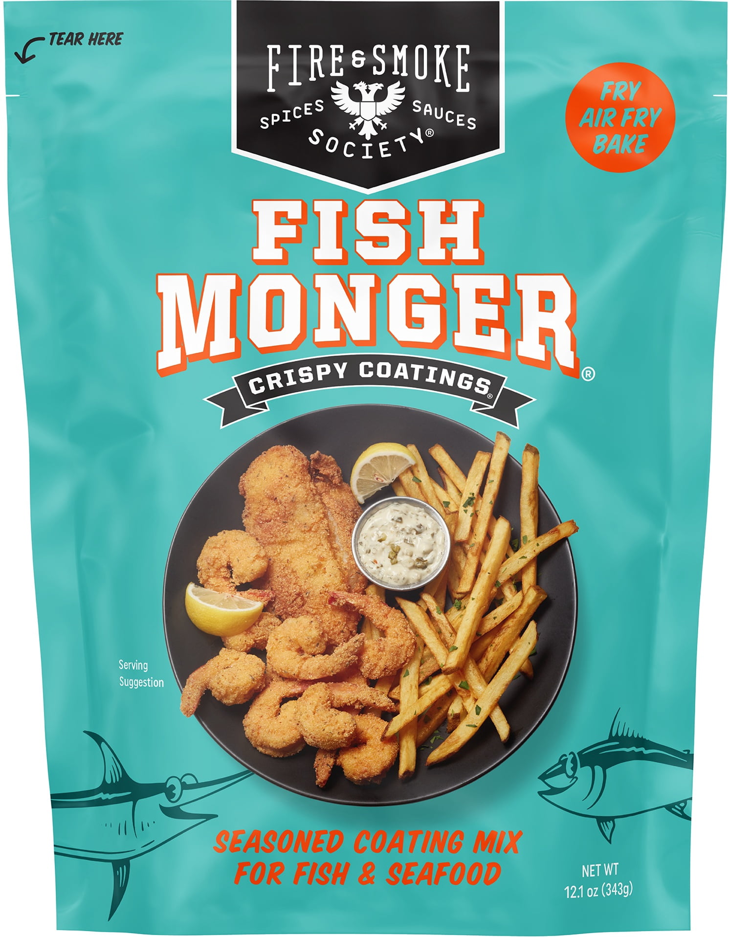 Fire & Smoke Society Southern Style Crispy Fish Fry Mix, Seafood Coating & Seasoning (12.1 oz) oqx2b