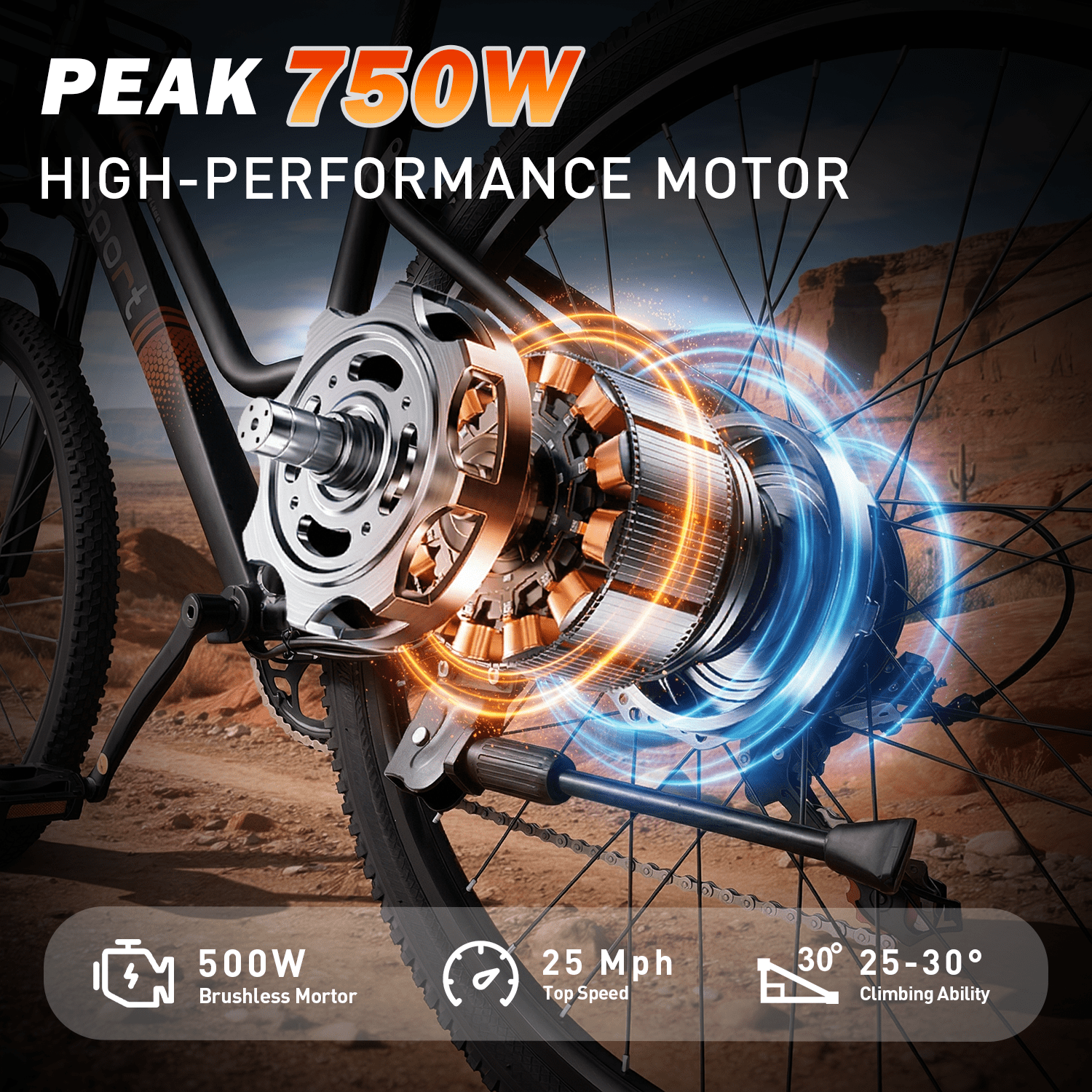 OwnGold Electric Bike for Adults, 750W Motor 25MPH Commuter Ebike with Basket (Black, 26 in) upoap