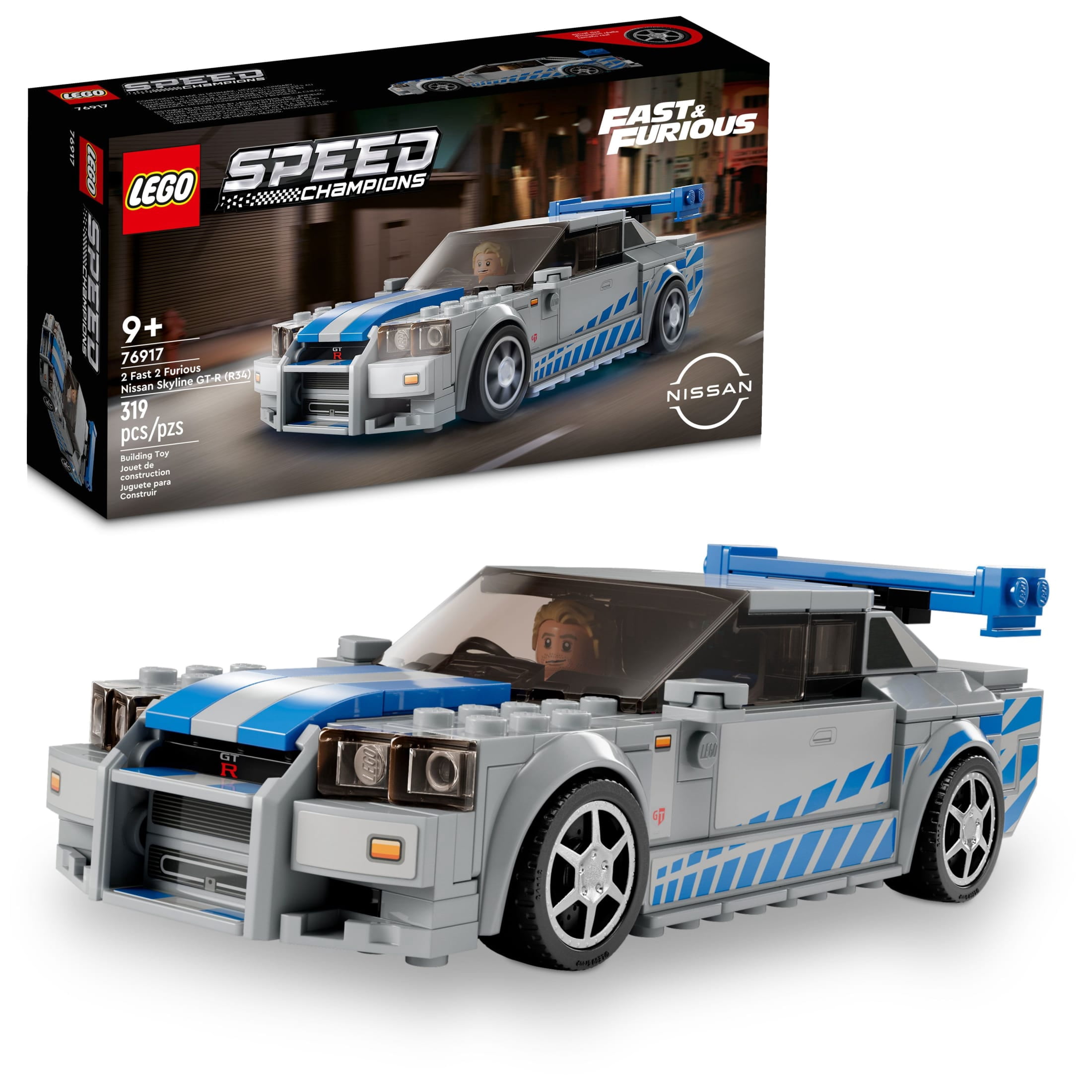 LEGO Speed Champions 2 Fast 2 Furious Nissan Skyline GT-R (R34) Race Car Building Kit (319 Pieces) dr3ka
