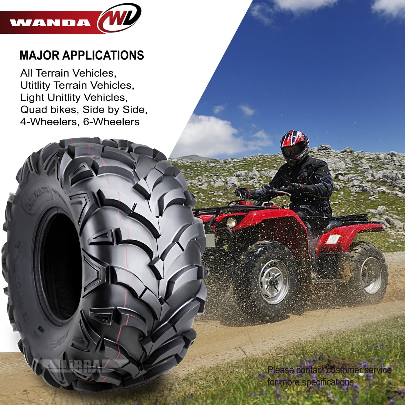 Wanda ATV/UTV Tires P341 All-Terrain Replacement Tires (25x12-10, Set of 2) bl1a5