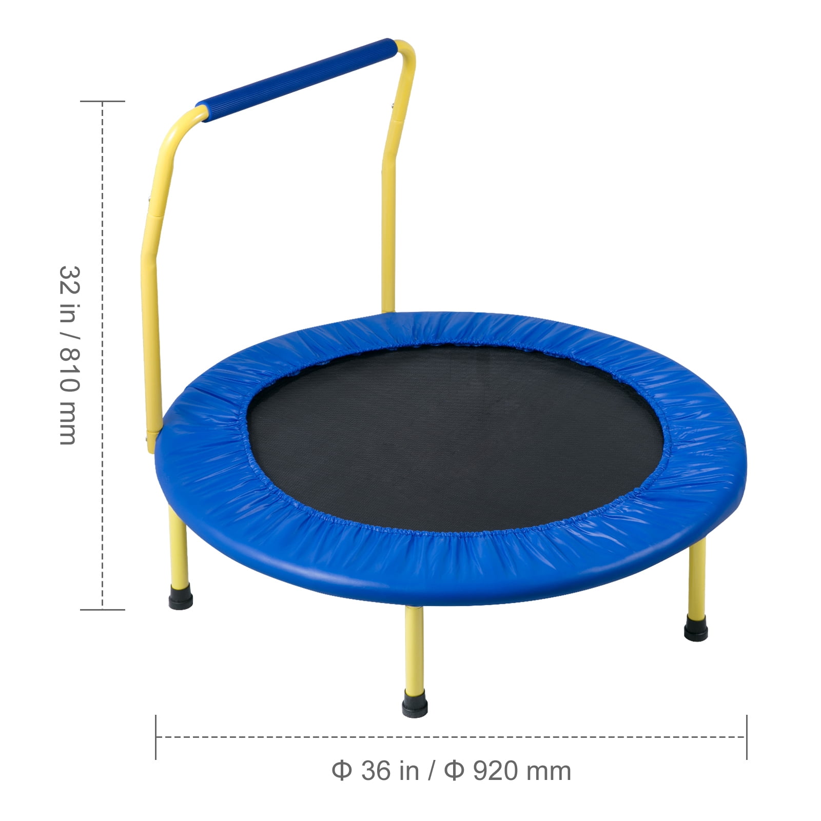 KFFKFF Kids Trampoline with Handle, Indoor Outdoor Foldable Mini Rebounder for Toddlers (Black, 36 in) x7dos