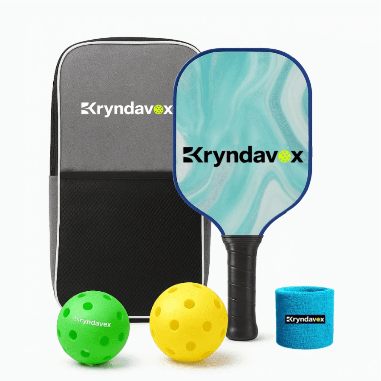 Kryndavox Pickleball Paddle Set, Lightweight Carbon Fiber Racket with Carry Bag and Balls (Blue, 1 Pack) 9o6n8