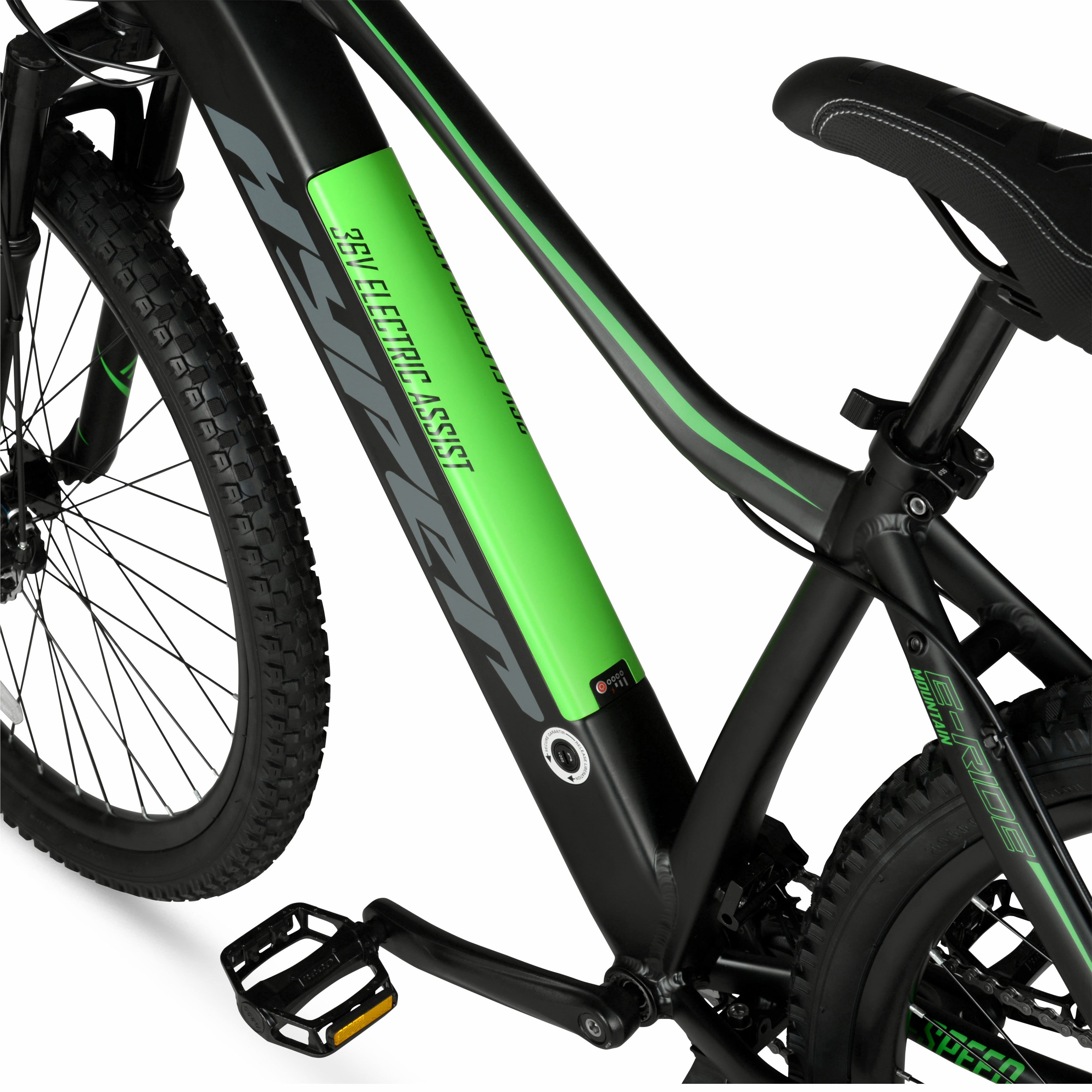Hyper Bicycles 29 in Electric Mountain Bike, 350W Motor, 6-Speed Trail E-Bike (Black, 29 in) 5tser