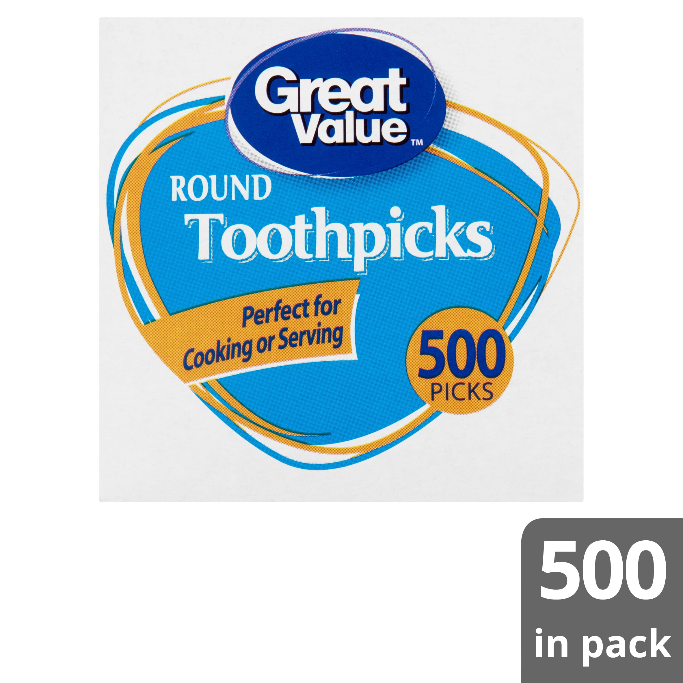 Great Value Classic Round Toothpicks for Kitchen and Crafting (500 Count) hhmmt