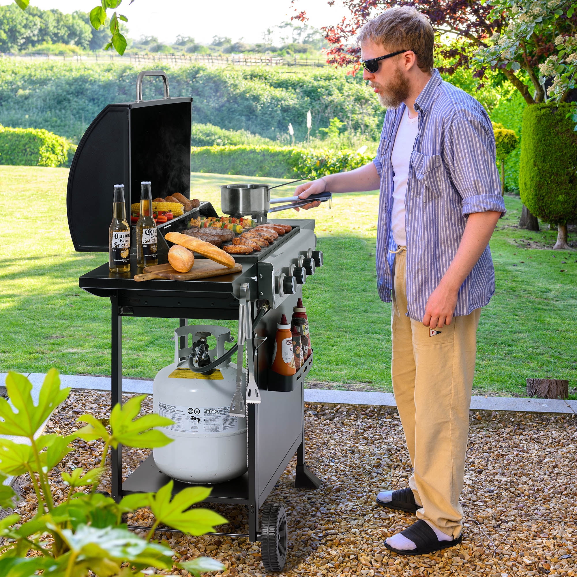 Royal Gourmet GH4001H 4-Burner Gas Grill with Side Burner (Black, 625 sq. in.) j0j68