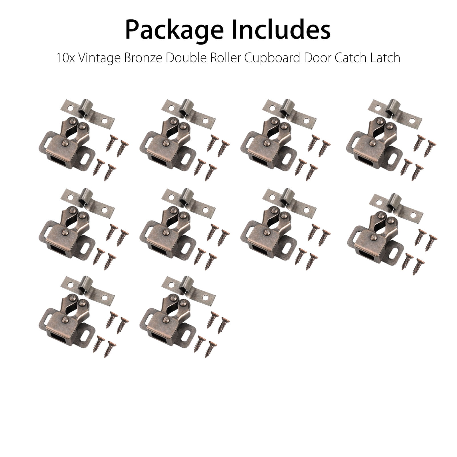 TSV Double Roller Catch Cabinet Door Latch Hardware (Oil-Rubbed Bronze, 10 Pack) cc6tj