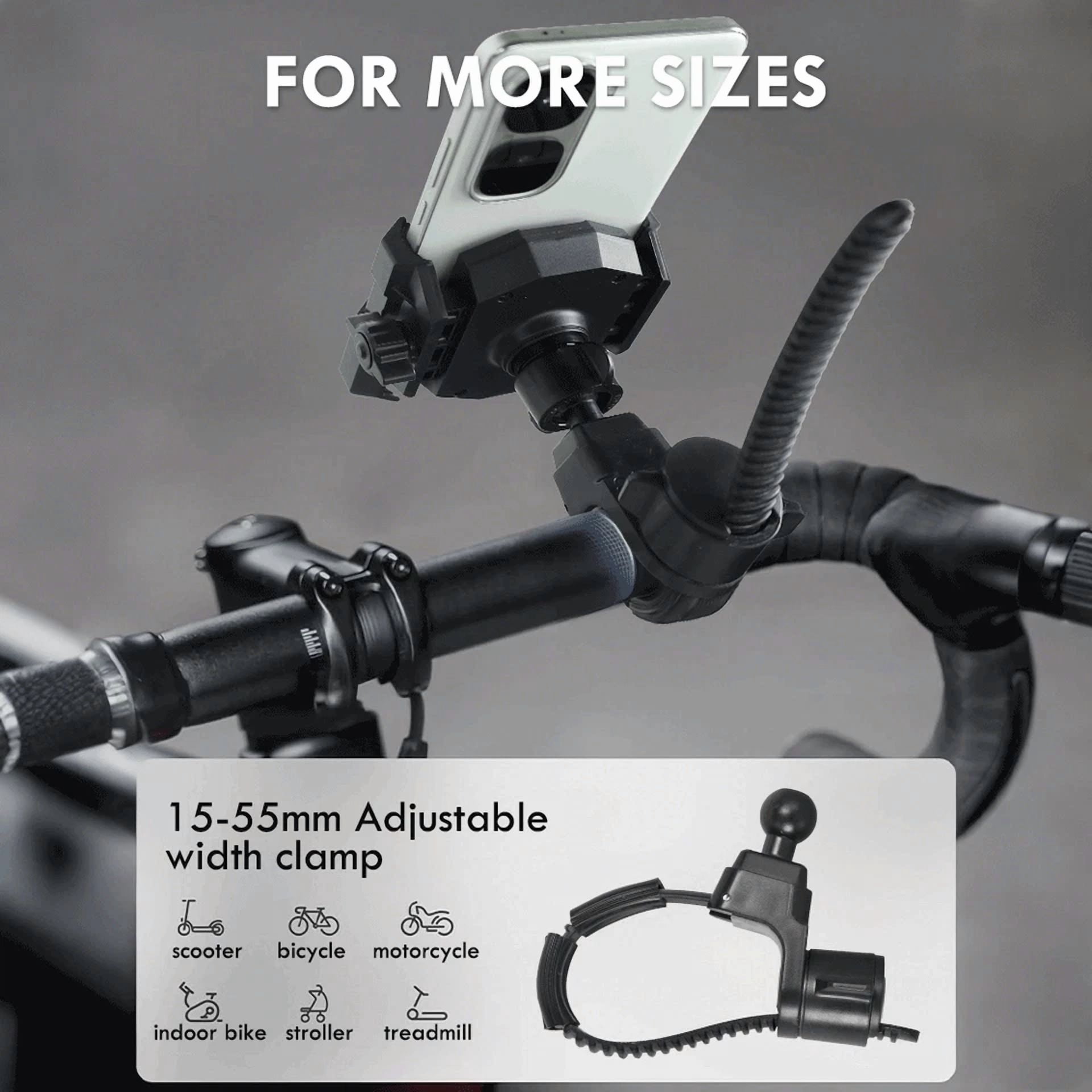 Rhea Universal Motorcycle Bike Cell Phone Holder Anti-Shake Handlebar Mount (Black, 1 Pack) q6t7j