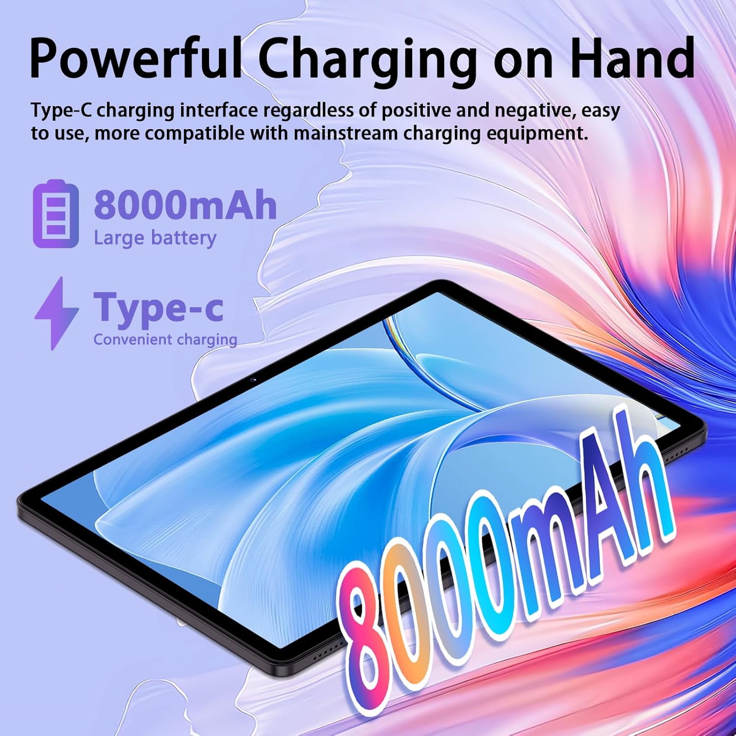TABURETO Android 15 Tablet 10.1-inch Octa-Core 8GB RAM 128GB ROM Dual-Band Wi-Fi HD IPS Display (Black, 10.1 in) za0mz