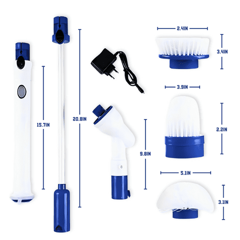 Diamond Shine Electric Spin Scrubber with 3 Interchangeable Brush Heads (White, 1 Pack) ivotr