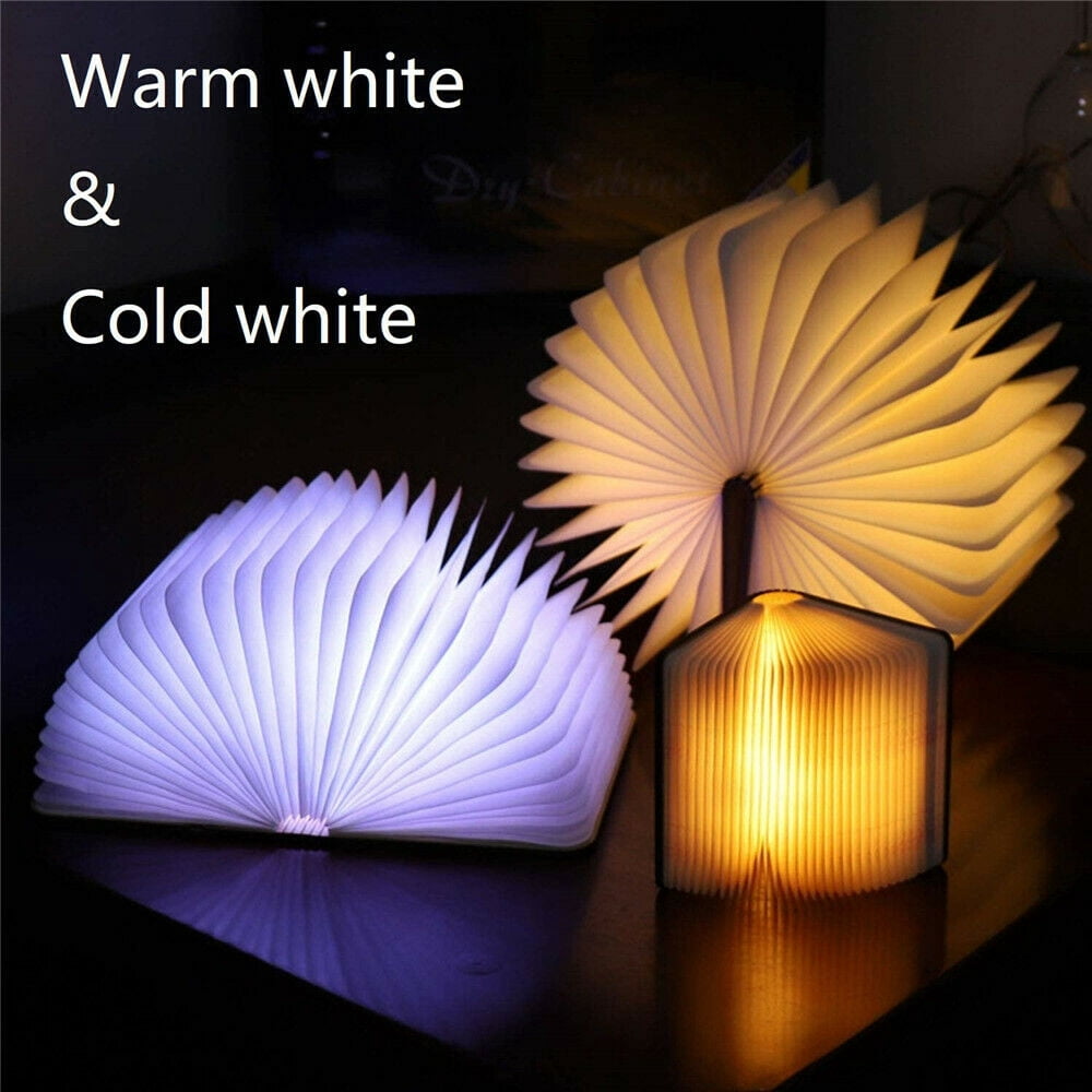 Glam Hobby Wooden Book Lamp Folding Portable LED Desk Light (Brown, 8 in) 3l4wm