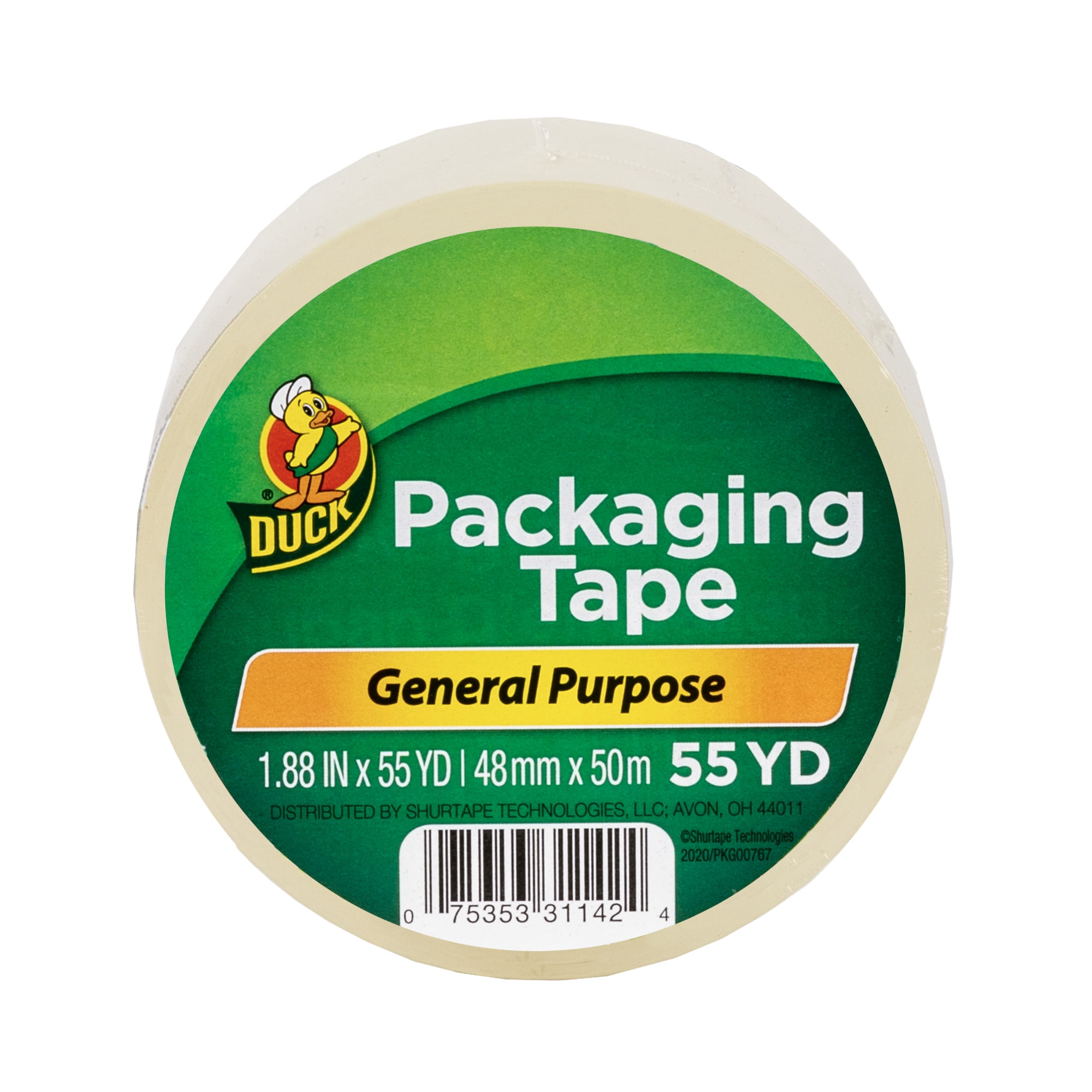 Duck Brand General Purpose Packaging Tape, Clear, Heavy-duty Adhesive for Moving and Shipping (2 Pack, 1.88 in. x 55 yd.) 4levg