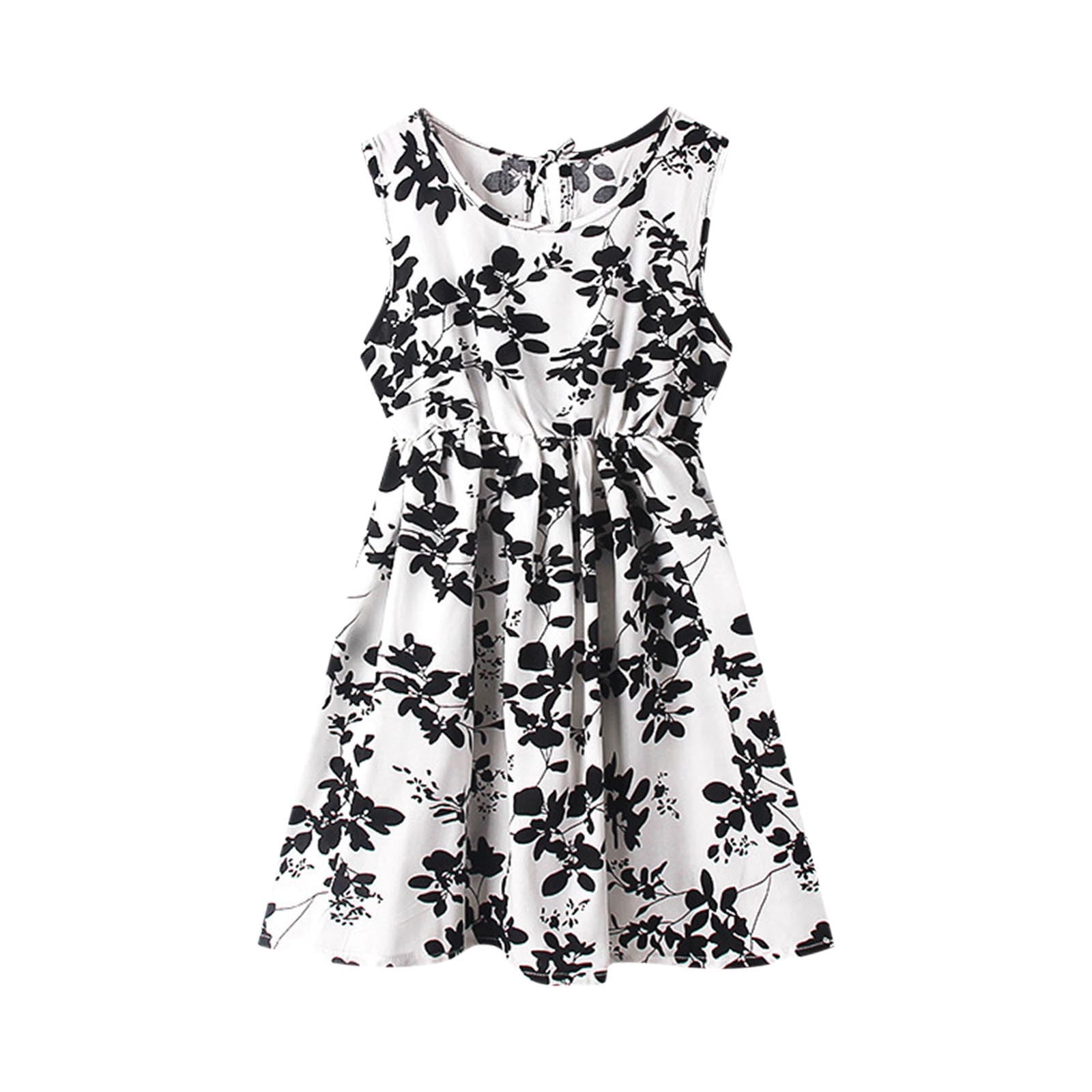 Ahuyic Girls Summer Casual Ruffled Short Sleeve Dress (White, 4T) 0dxbu
