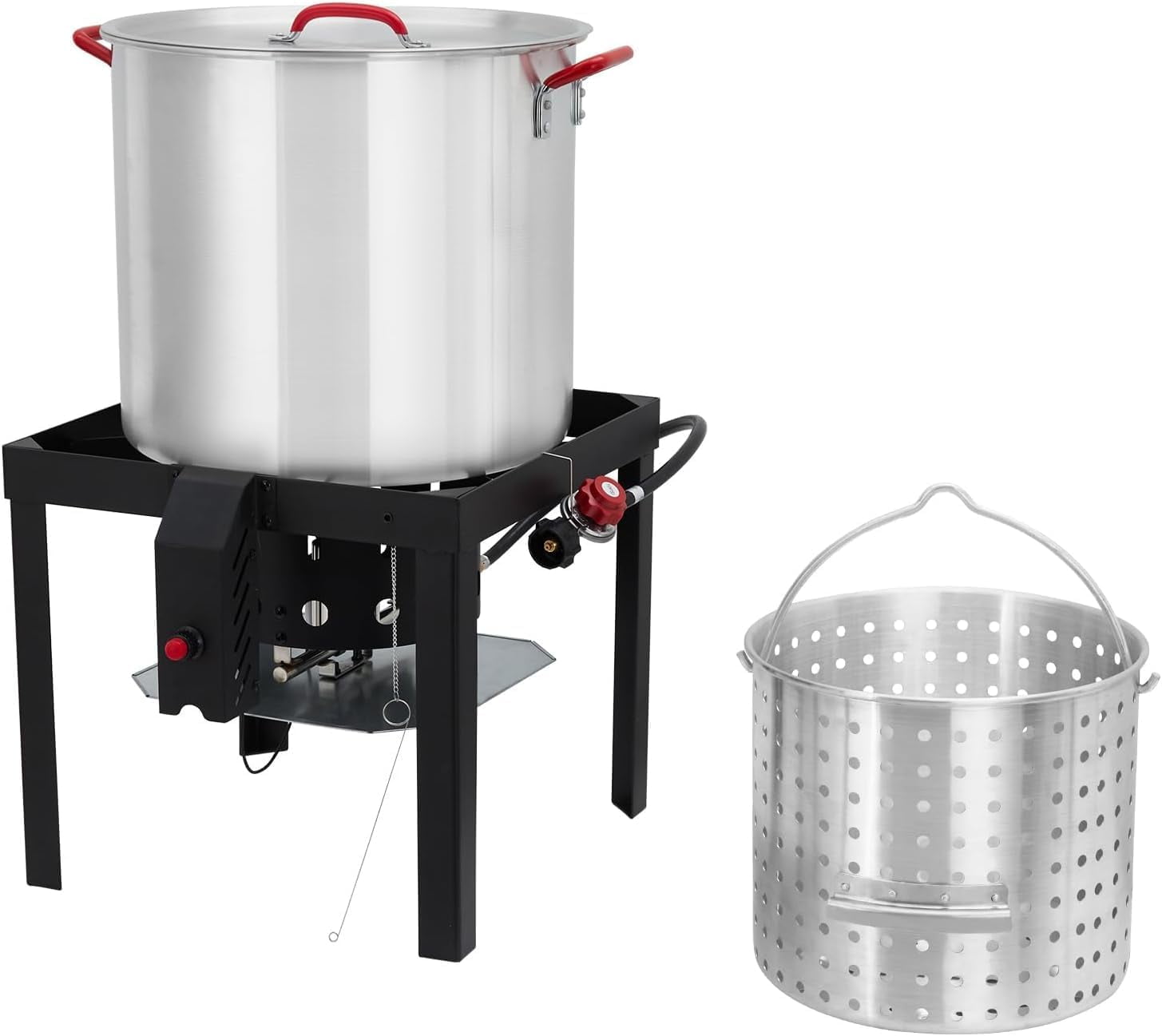 M optimized 100 Qt Outdoor Seafood Boil Pot and Propane Stove Burner Set (Black, 100 Qt) bdz9o
