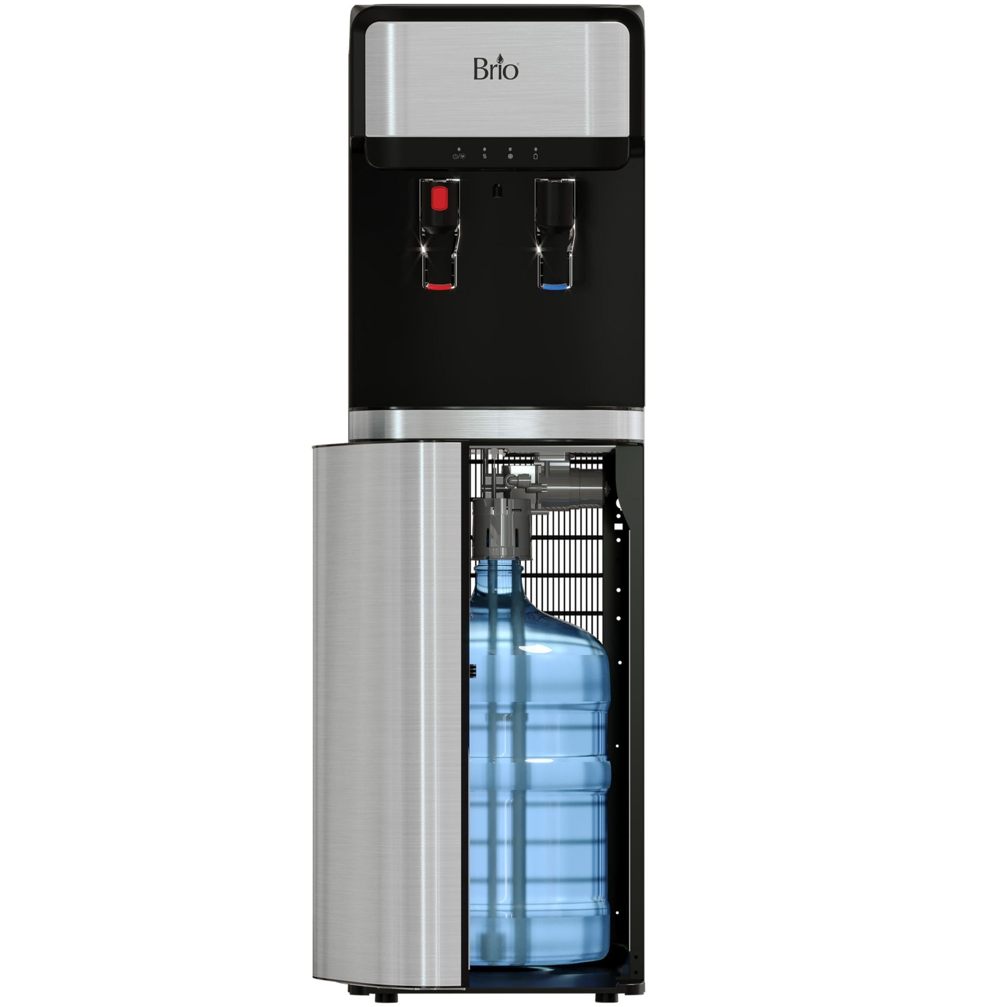 Brio Bottom Load Water Cooler Dispenser with Self-Cleaning Ozone and Paddle Dispensing (Silver, 41.1 in H x 12.1 in W x 15.6 in D) e5q1g
