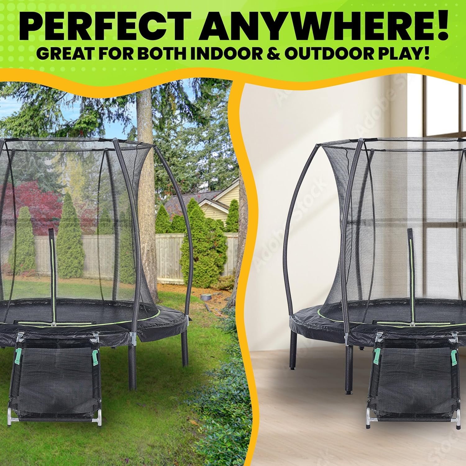 JumpKing 7ft Round Trampoline with Safety Enclosure and Access Ramp (7 ft) 5qx16