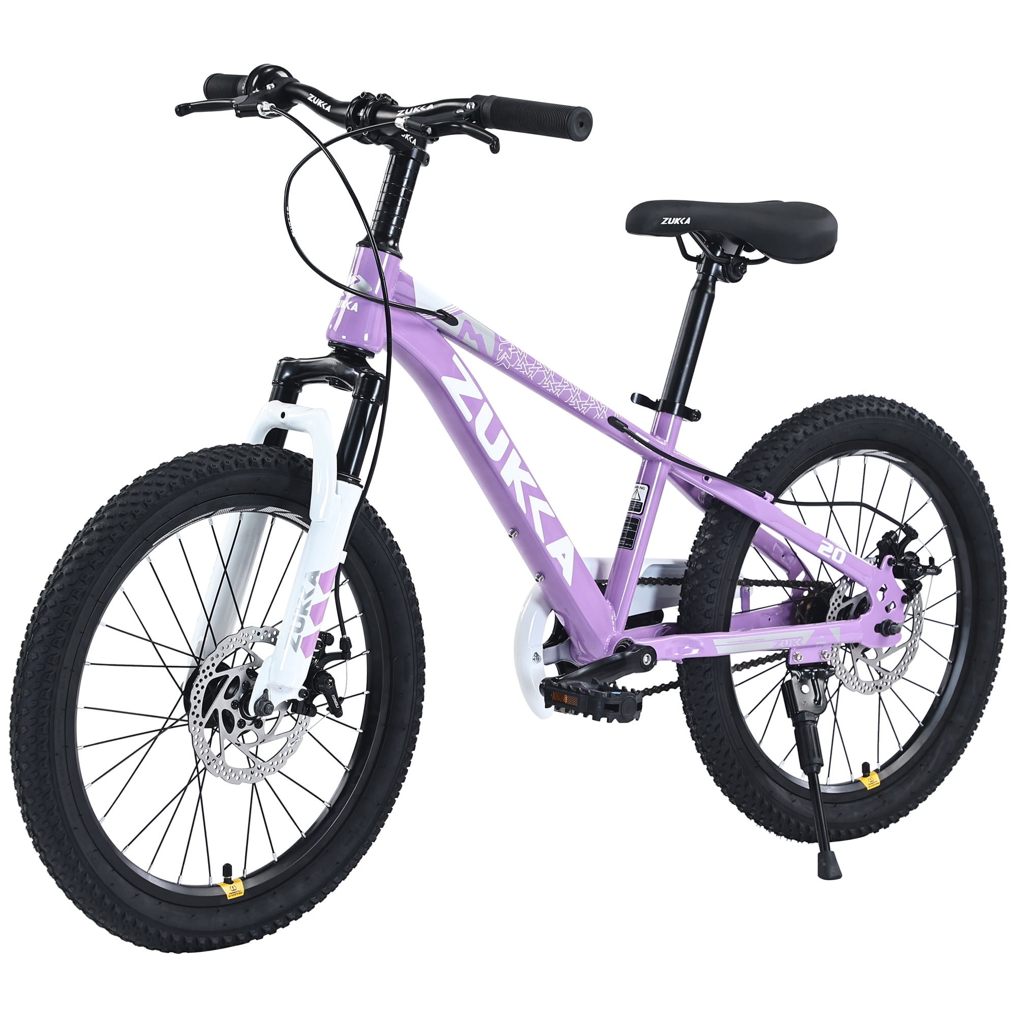 TheEshow Mountain Bike for Kids, Durable Steel Frame with Double Disc Brakes (Purple, 20 in) nghpw