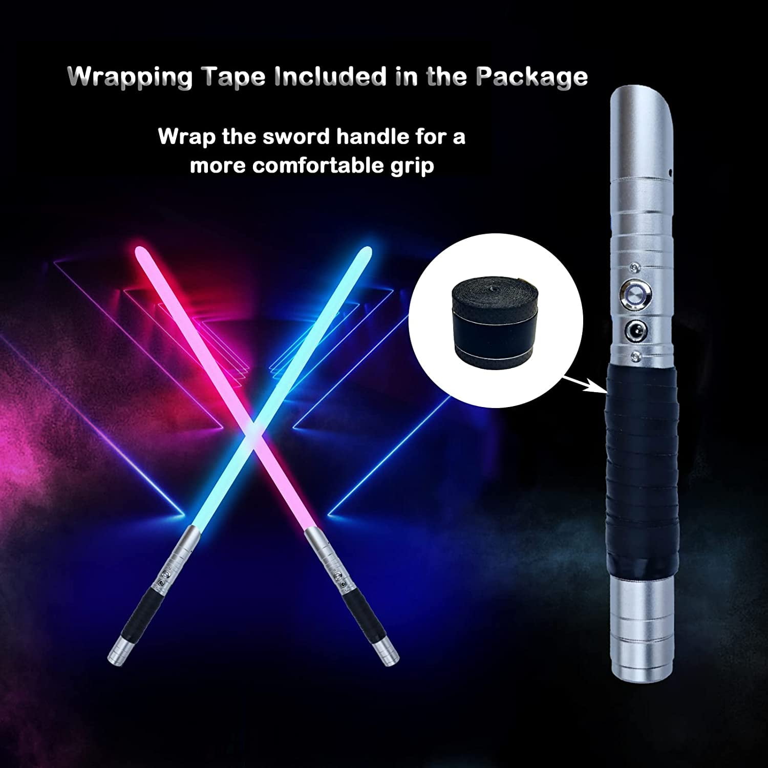 KYBERS RGB Lightsaber for Adults, Metal Hilt Force FX Saber with Smooth Swing Sound (Silver, 36 in) q00iw