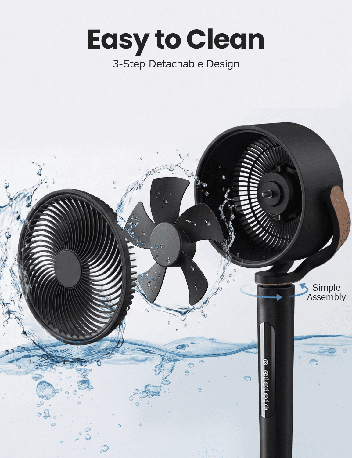 Nepsam Pedestal Fan with Remote, 16-Speed Quiet DC Motor, 120° Oscillation, Adjustable Height (Black, 45 in) zwjzw