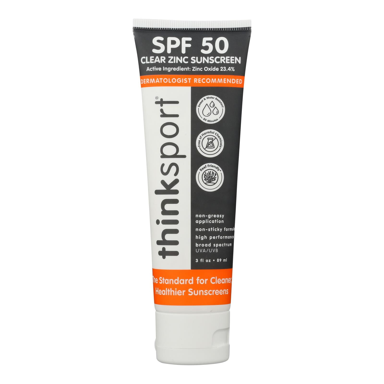 Thinksport SPF 50 Clear Zinc Sunscreen (Clear, 3 fl oz) 14yyf