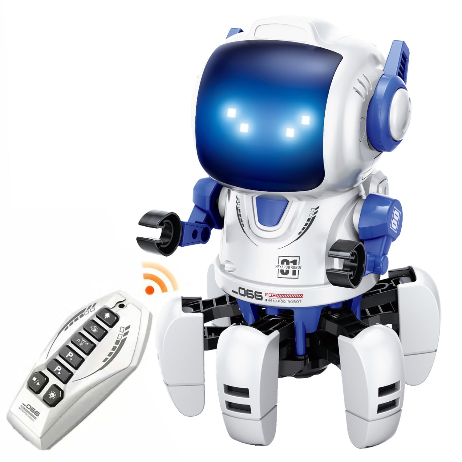 Lvelia Intelligent Programmable RC Robot Toy, Interactive Walking Dancing Smart Robot with LED Eyes and Remote Control (White) 95pet