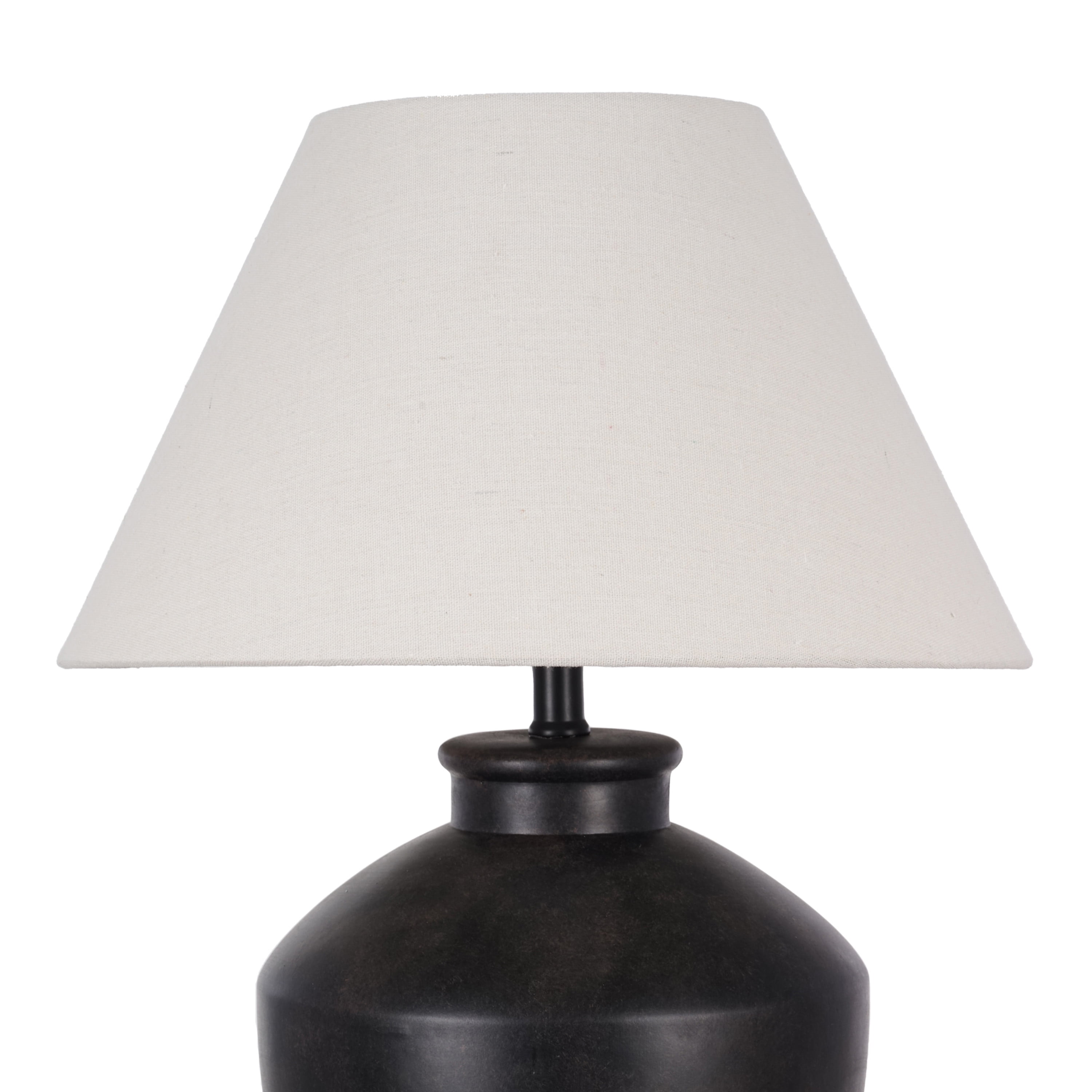 My Texas House 22 in Table Lamp with White Fabric Empire Shade (Black, 22 in) riawn