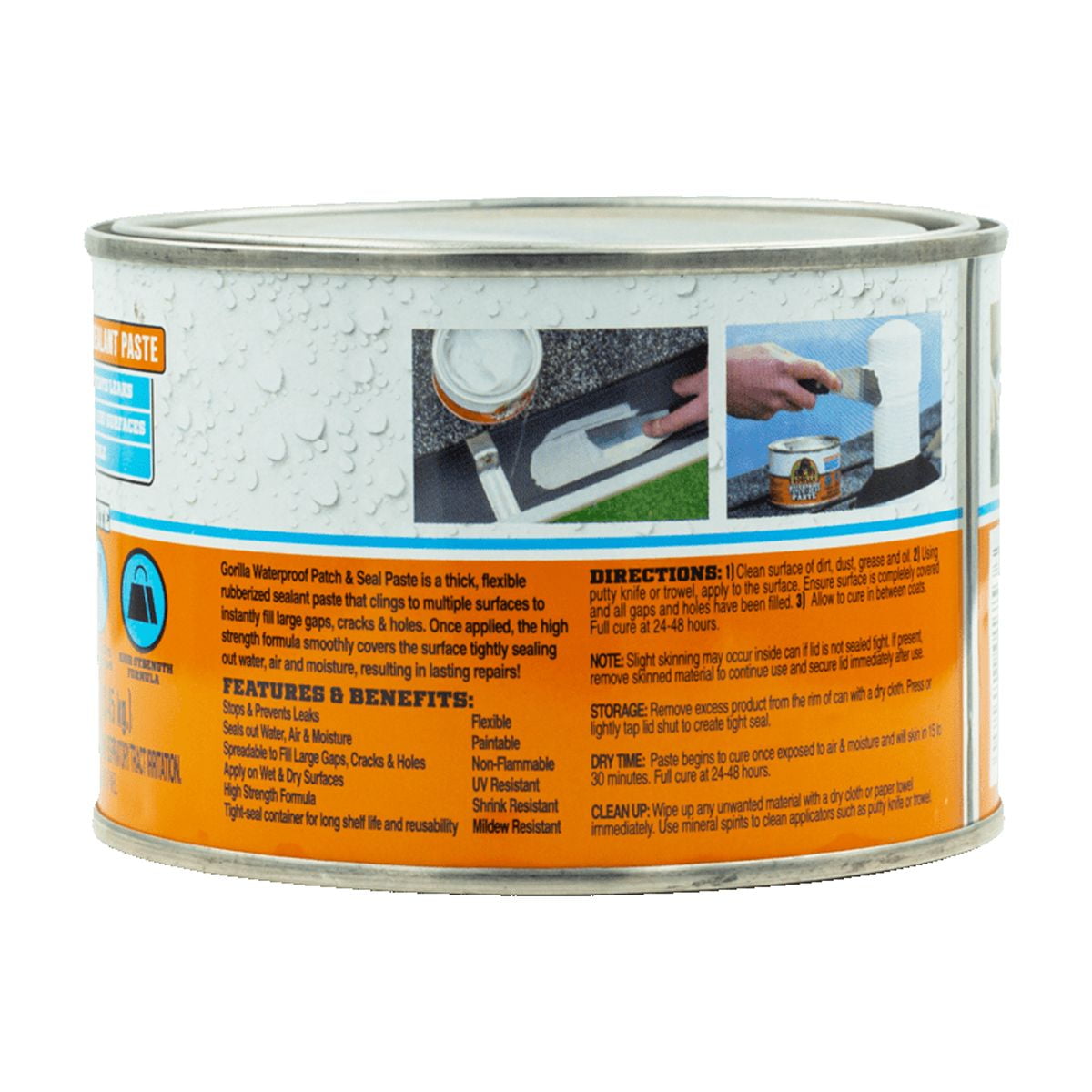 Gorilla Waterproof Patch and Seal Paste, Heavy-Duty Adhesive Sealant (White, 16 oz) ephwe