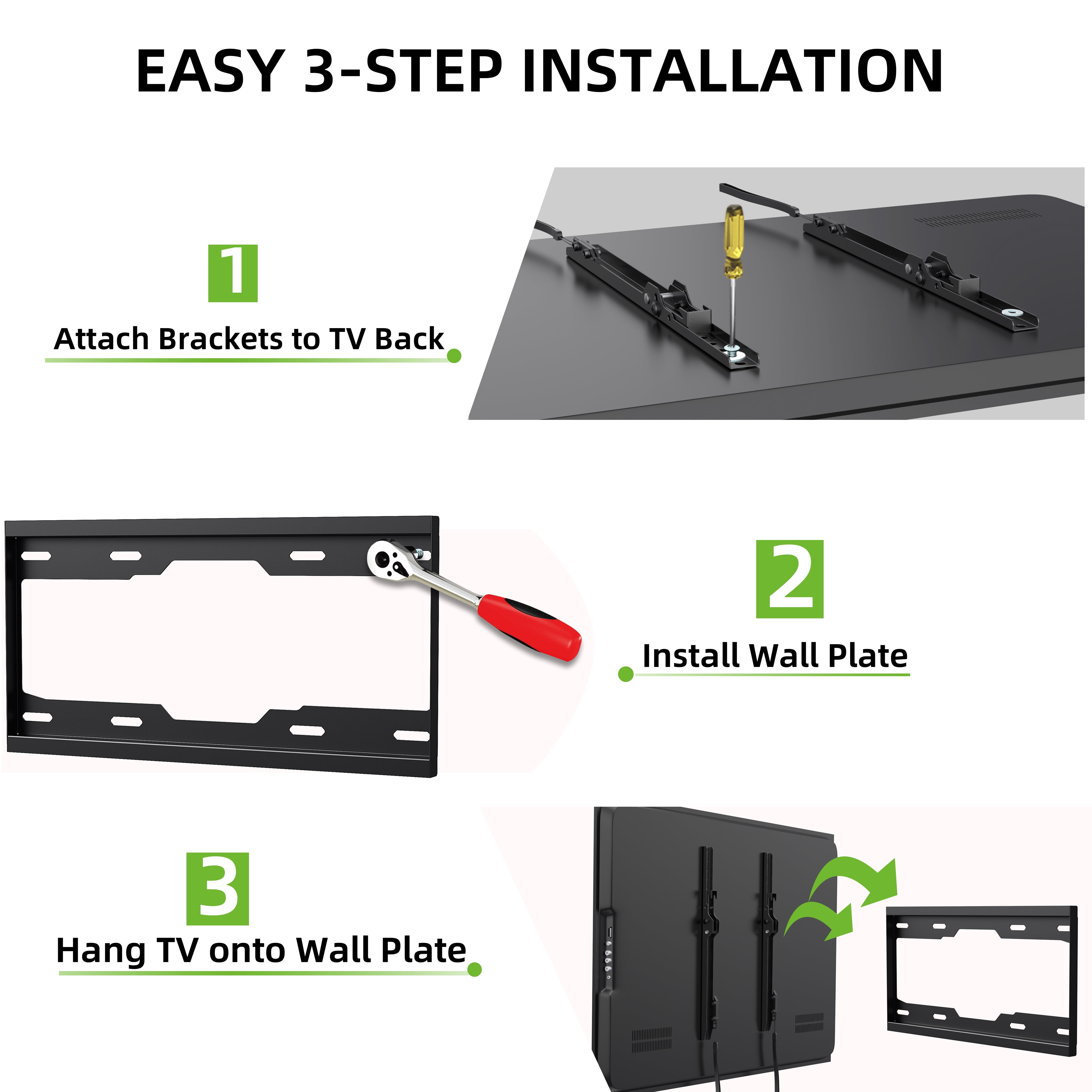 USX MOUNT Tilting TV Wall Mount Bracket for 26-63 Inch Flat Screen TVs (Black, 99 lb Capacity) la9o2