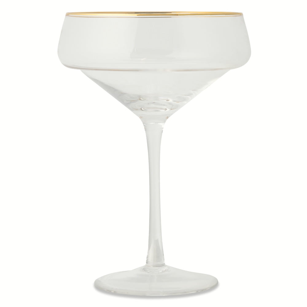 Thyme & Table Coupe Cocktail Glass with Gold Rim (Clear, 14 fl oz) imj1x