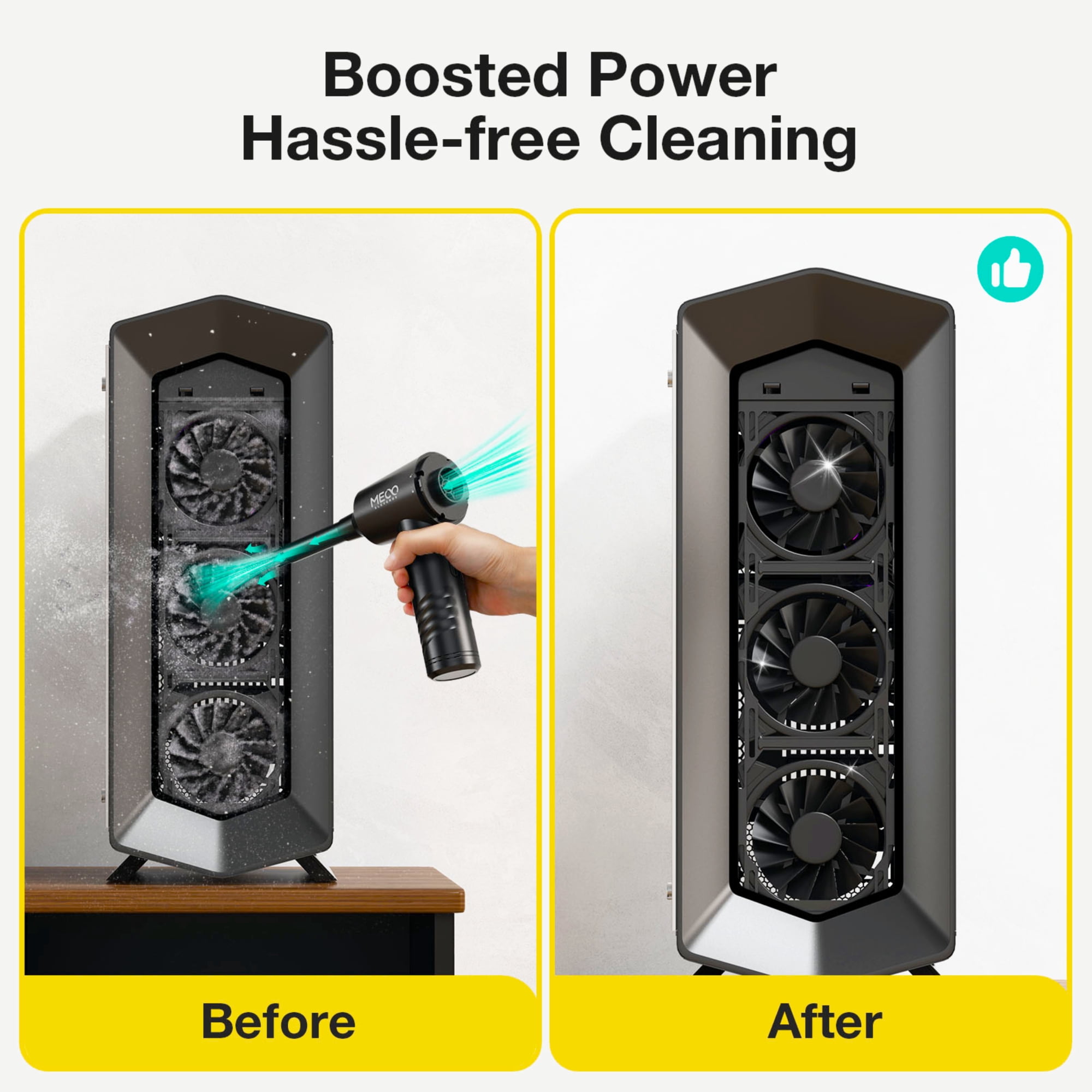 MECO 2-in-1 Cordless Air Duster and Handheld Vacuum for Electronics and Car Cleaning (Black, 6000mAh) 9j53z