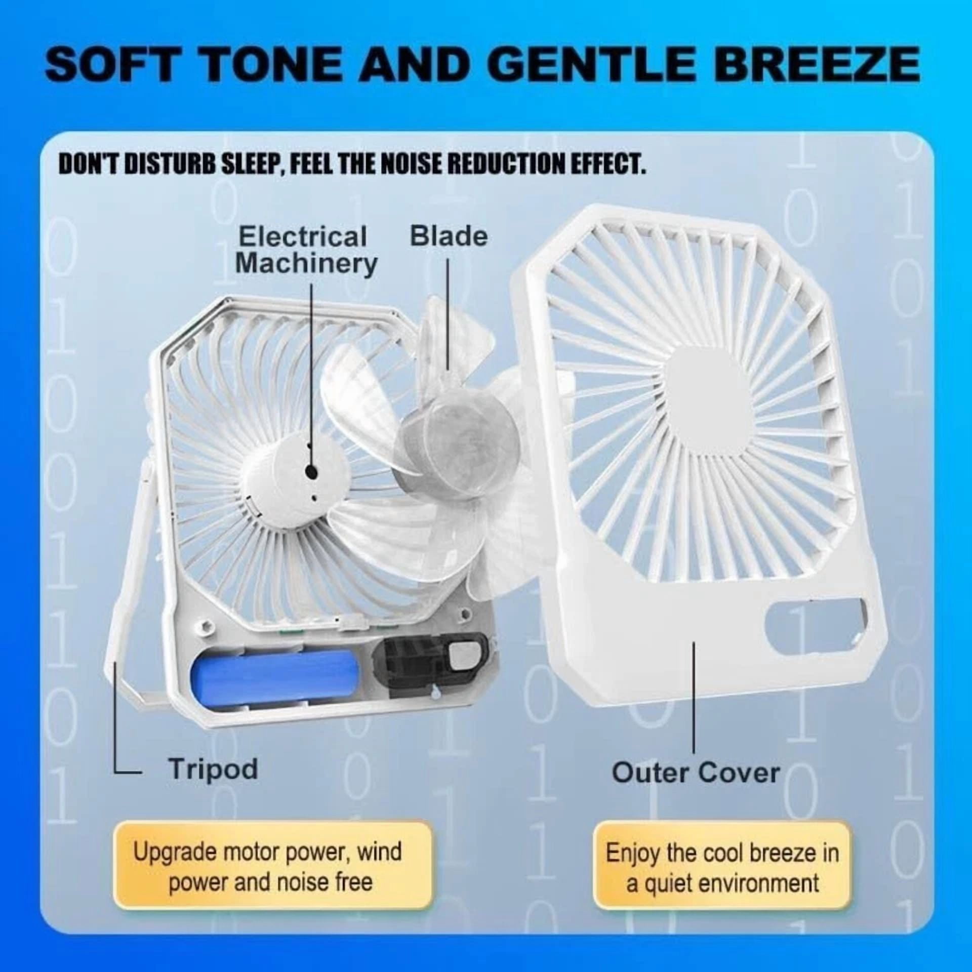 Rhea Portable Desk Fan, Ultra Quiet Rechargeable Cooling Fan with 3 Speed Settings (2600mAh, 1 Unit) yk8hc