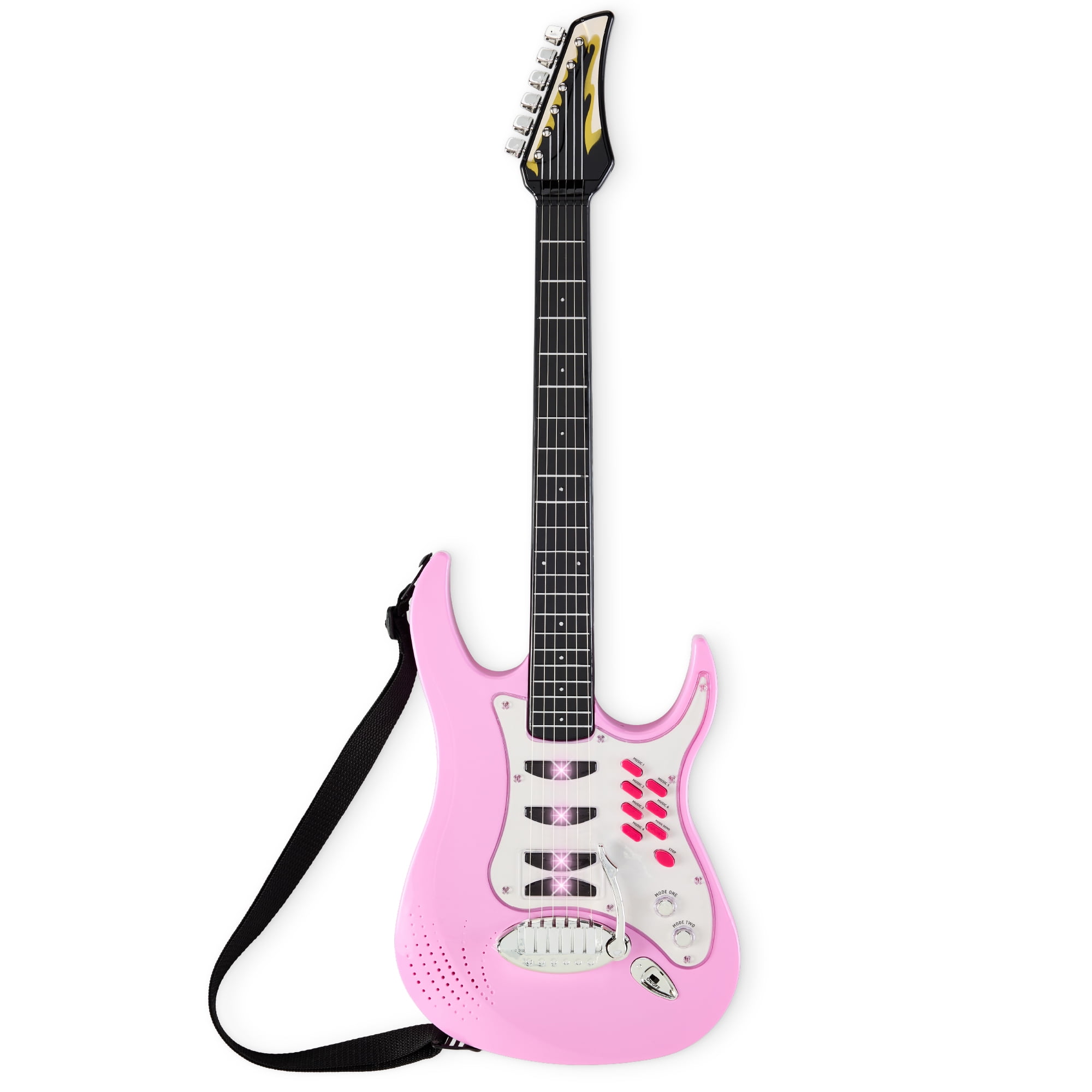 Best Choice Products Kids Electric Guitar Toy Set with Interactive Microphone and Amp (Soft Pink, 27.25 in) iekdb