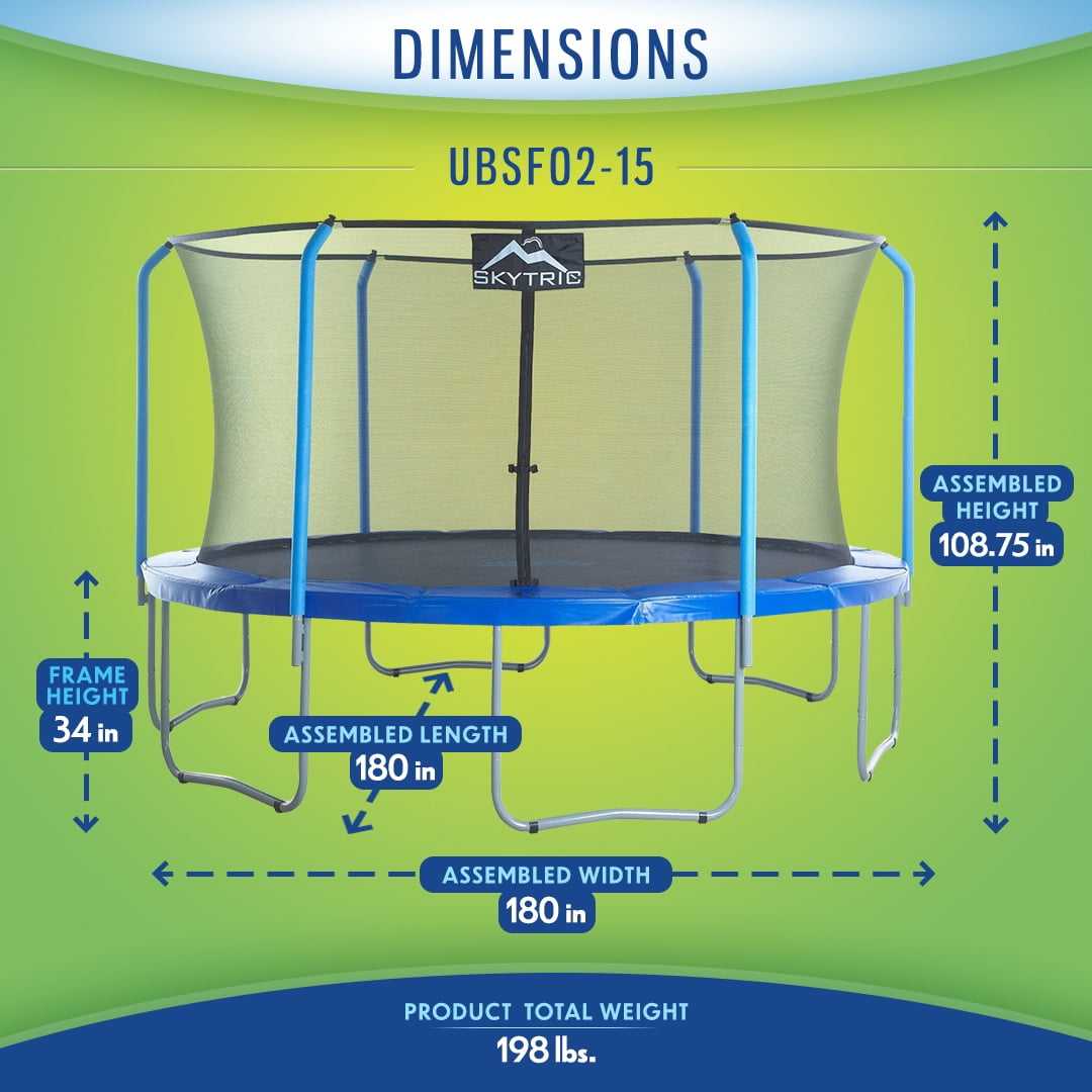 Upper Bounce Machrus Skytric 15 ft Round Trampoline with Safety Enclosure (Blue, 15 ft) iw85a