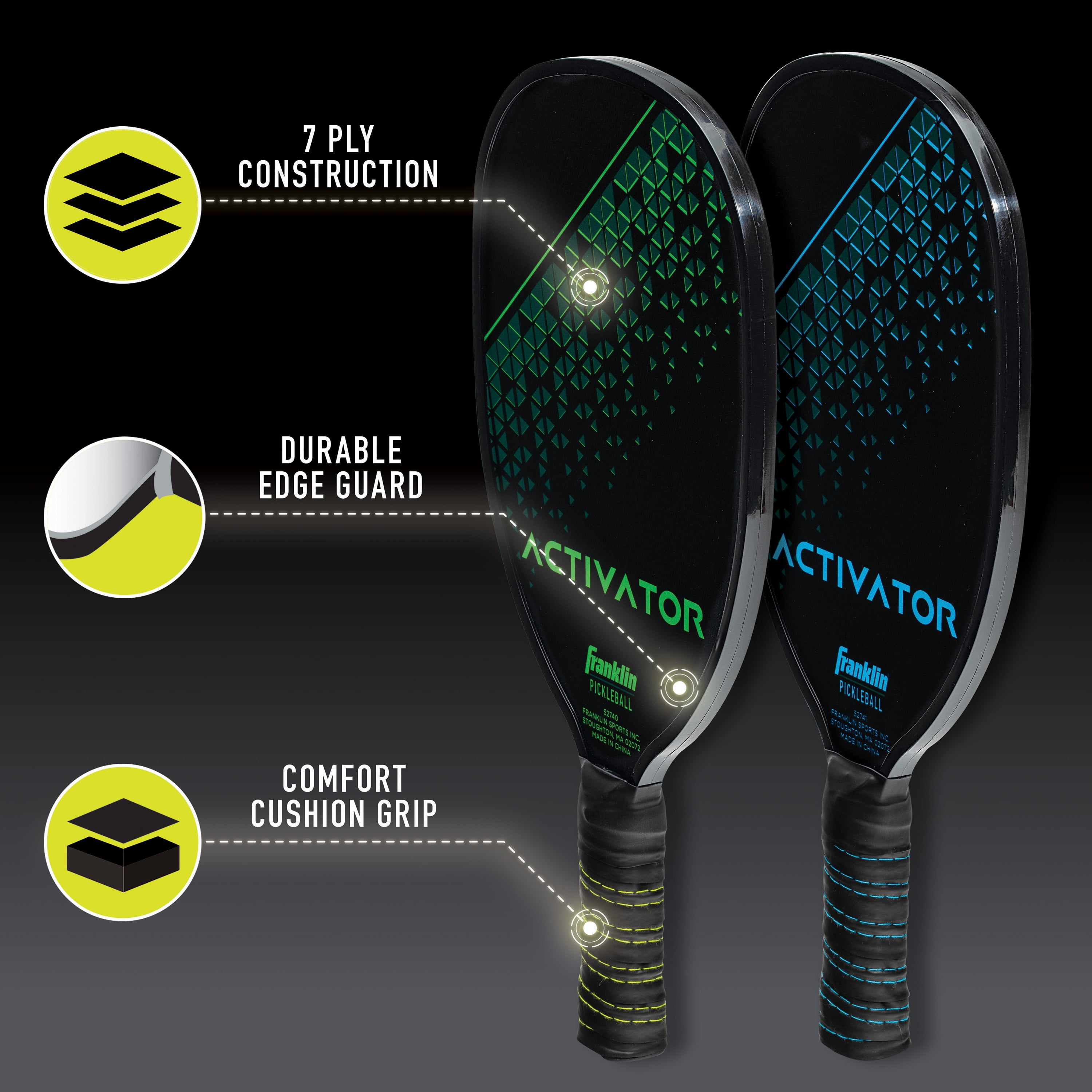Franklin Sports Pickleball Paddle and Ball Starter Set (2 Player, 10 oz) bs6mb