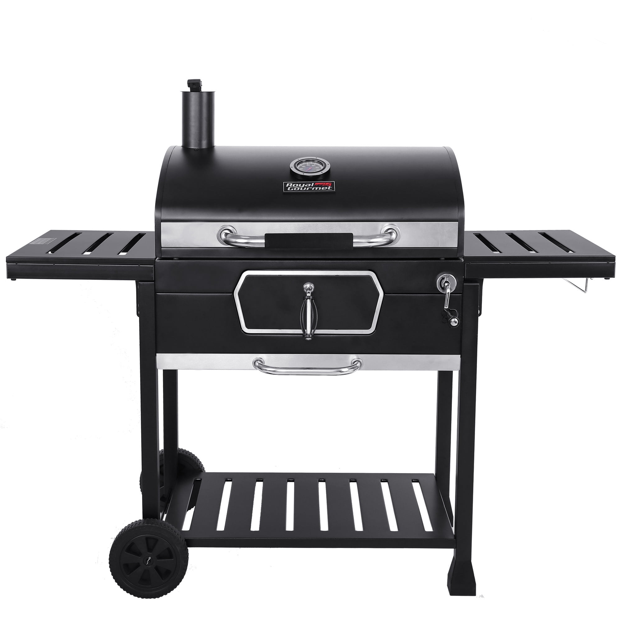 Royal Gourmet 30 in Deluxe Charcoal Grill and BBQ Smoker with Adjustable Pan (Black) xkxex