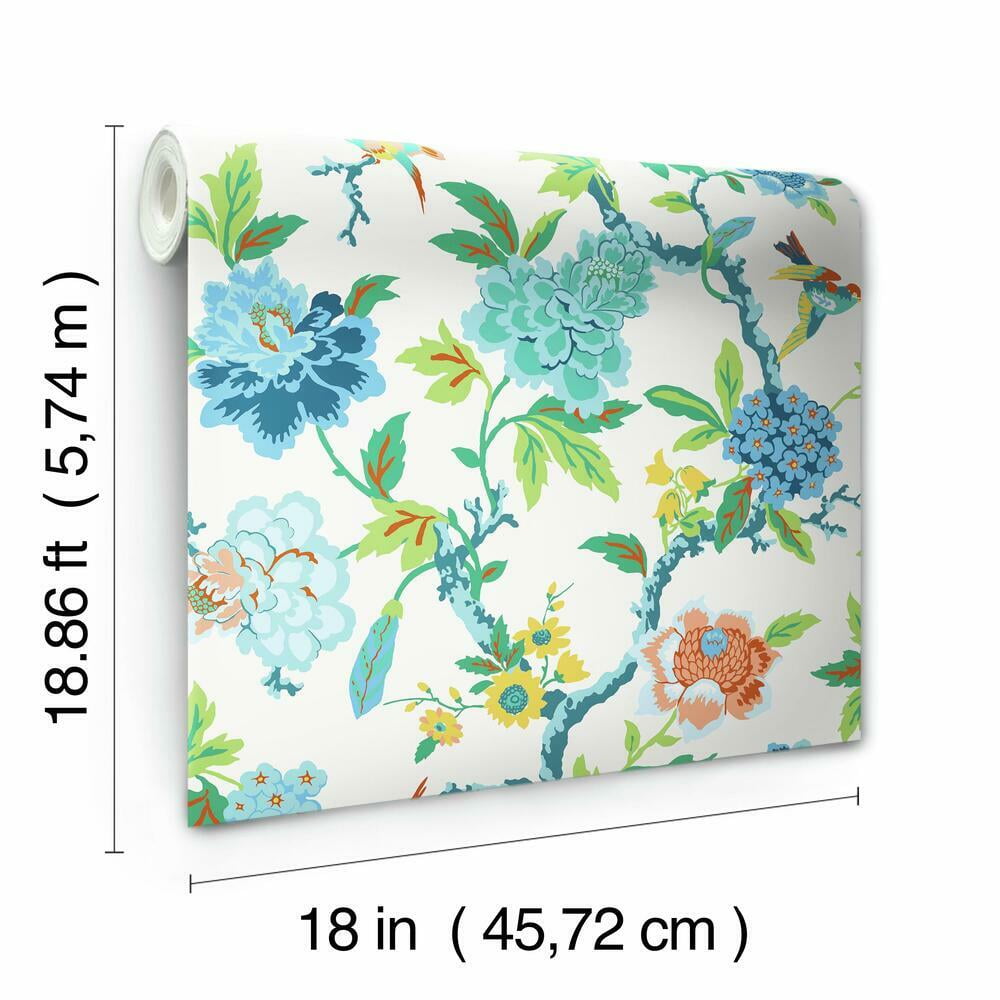 RoomMates Waverly Candid Moments Peel and Stick Wallpaper (Red, 18 in x 18.86 ft) dgpmx