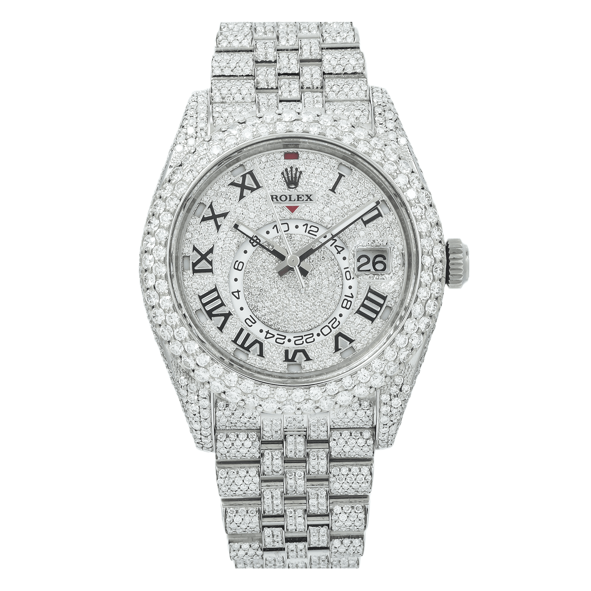 Rolex Sky-Dweller 42mm Stainless Steel Diamond Paved Roman Dial Jubilee Bracelet Watch (Silver, 42mm) bofpk