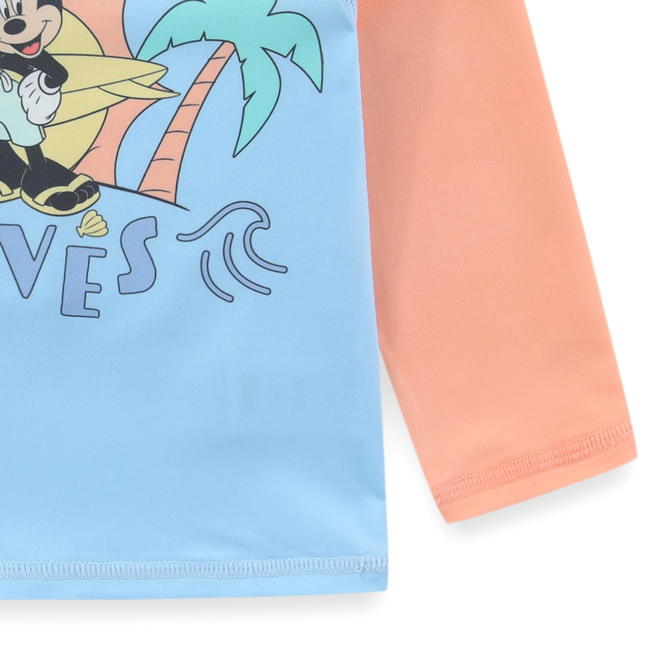 Disney Mickey Mouse UPF 50+ Rash Guard Swim Trunks and Sun Hat Set (Orange, 3M-24M) npph6