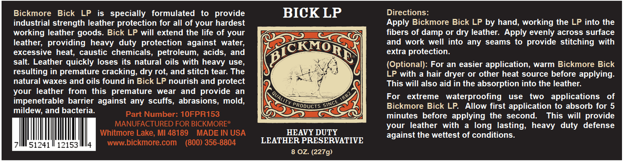 Bickmore Leather Conditioner and Restorer Balm (Heavy Duty Leather Preservative, 4 oz) 0lb07