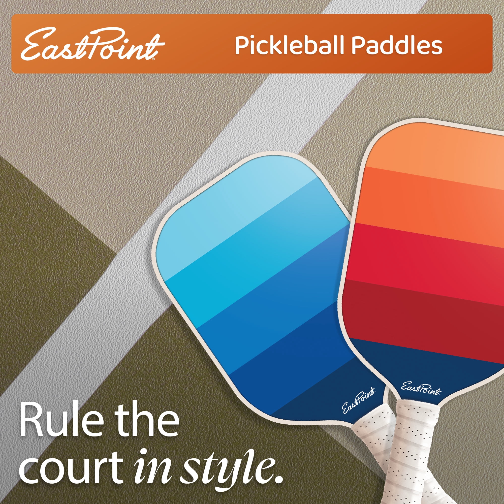 EastPoint Sports Pickleball Paddle Set (2 Player, Wood, Orange, 2 Balls) w49v1
