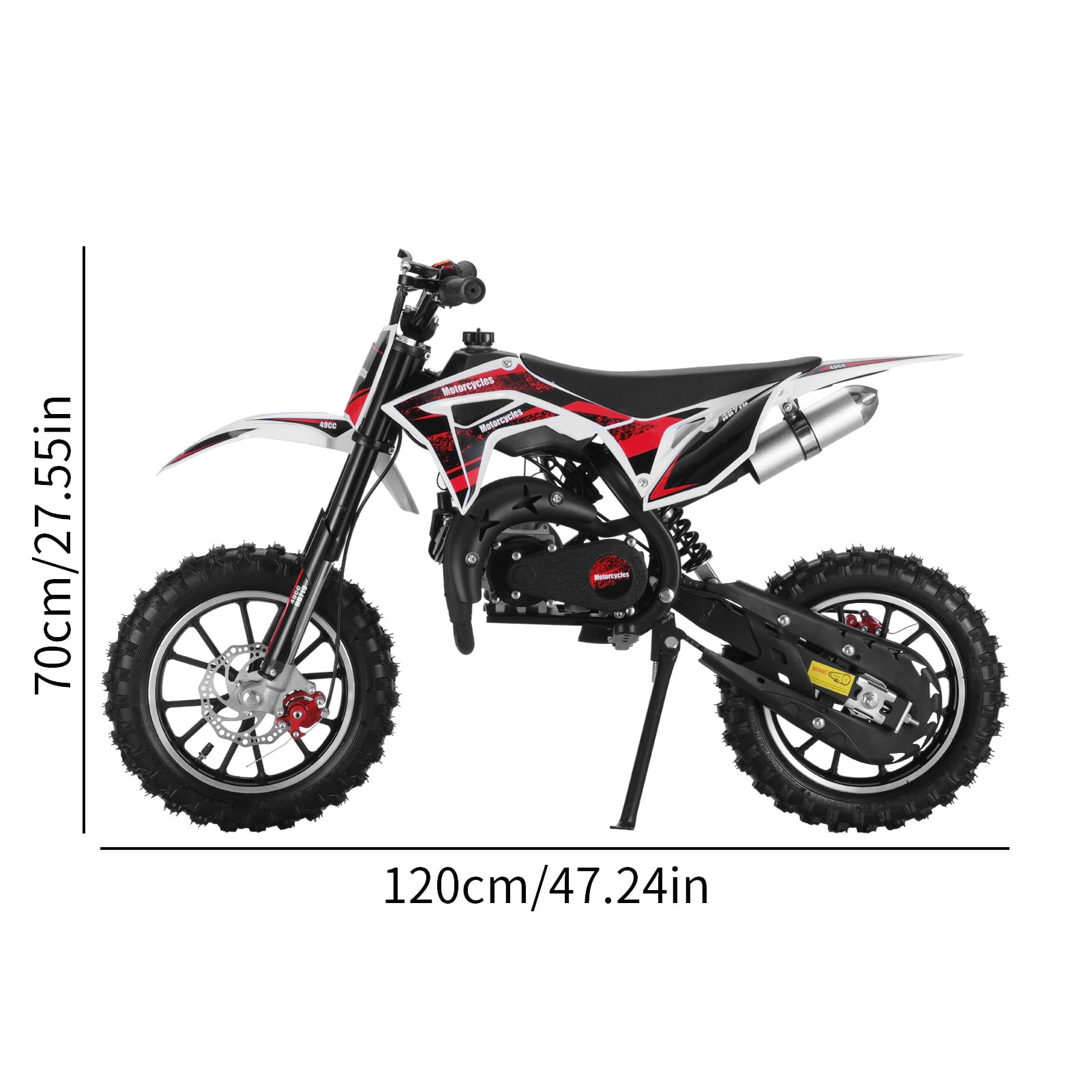 Meileang 49cc Kids Dirt Bike Off-Road Motorcycle with Dual Disc Brakes and Shock Absorbers (Black, 330 lb Capacity) 0cagn