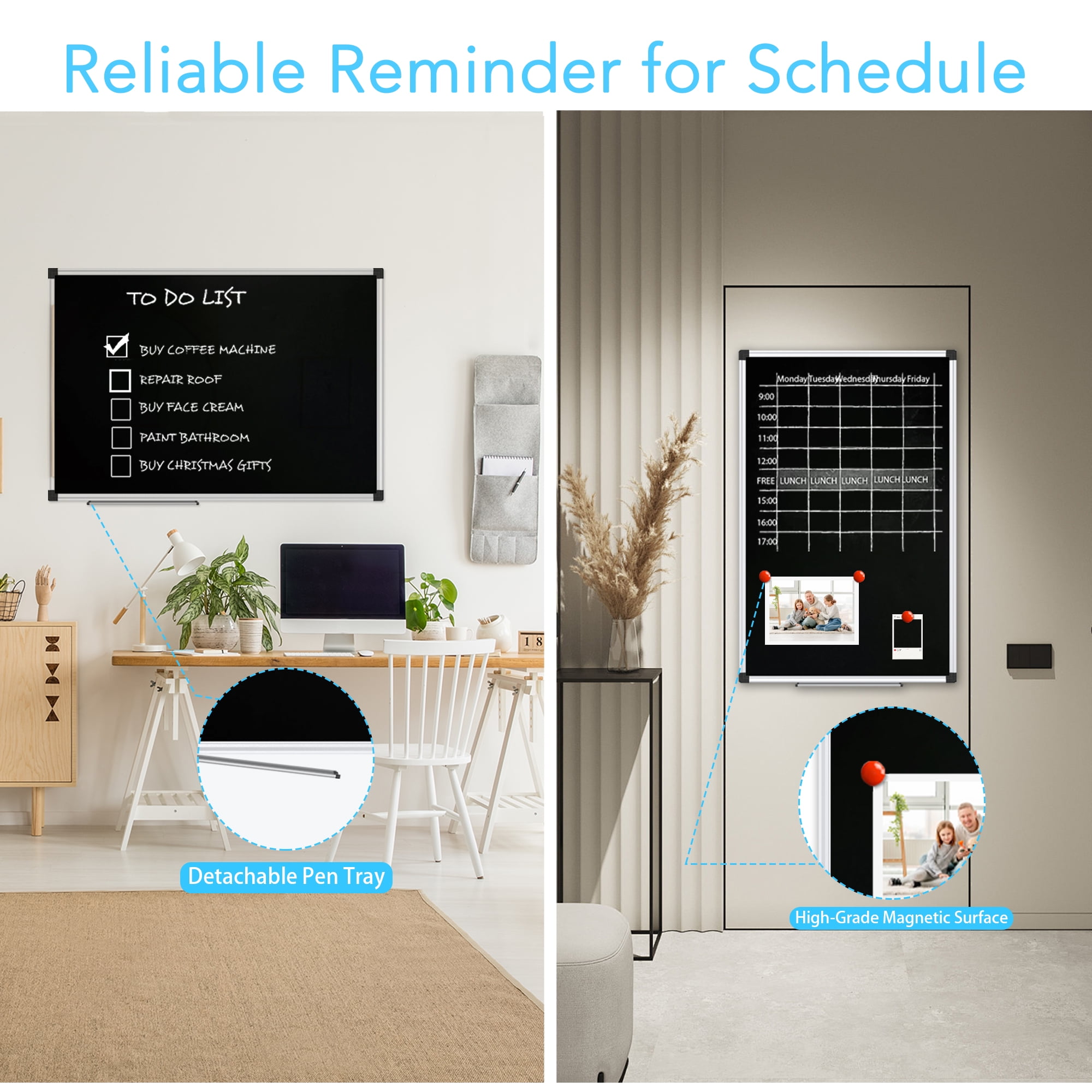AGCAN Magnetic Chalkboard Wall Mounted Writing Board for Home and School (Black, 23 in x 17 in) nlu5c