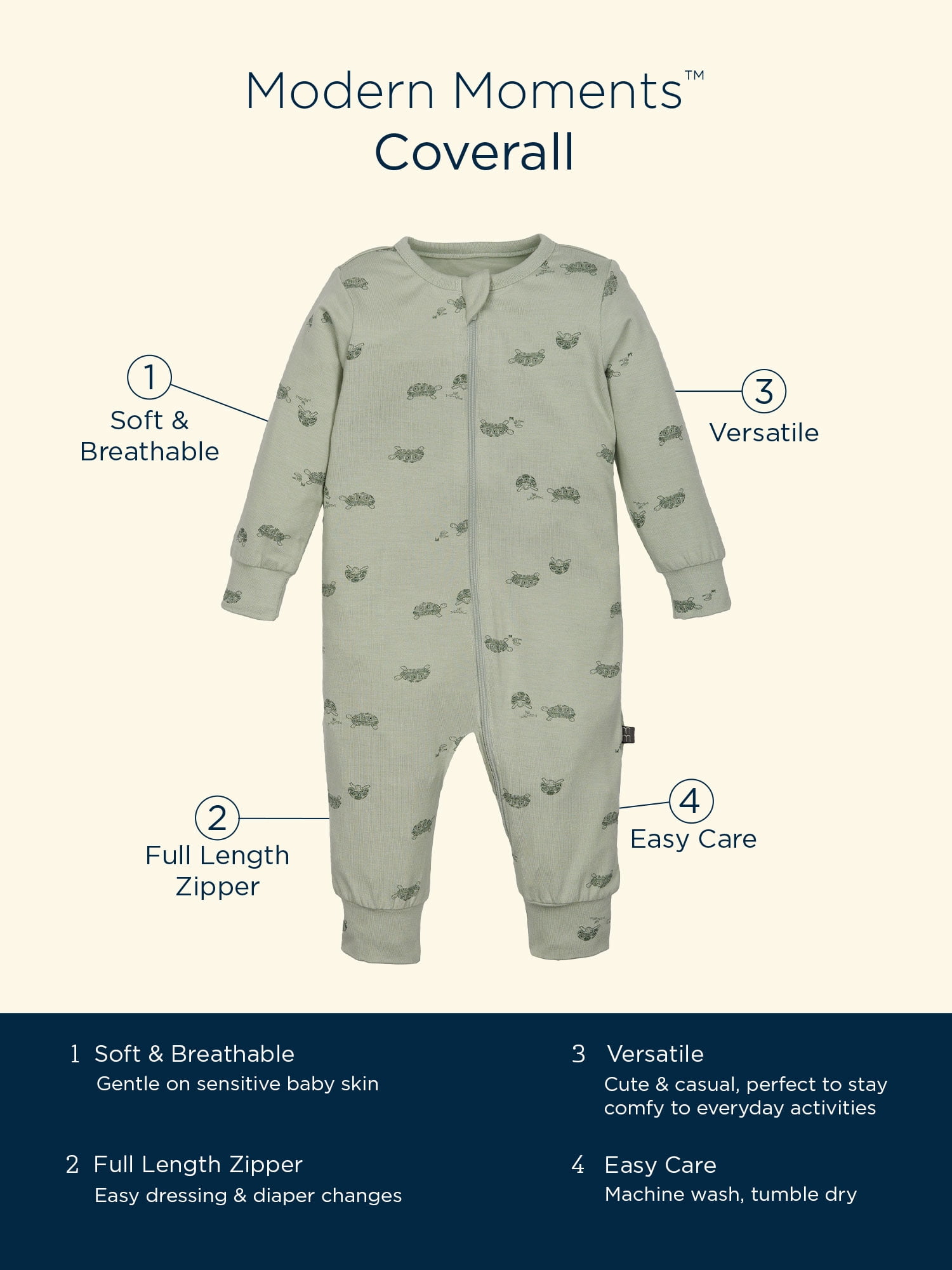 Modern Moments by Gerber Baby Neutral Super Soft Viscose Long Sleeve Coverall (Grey, Newborn) njde8