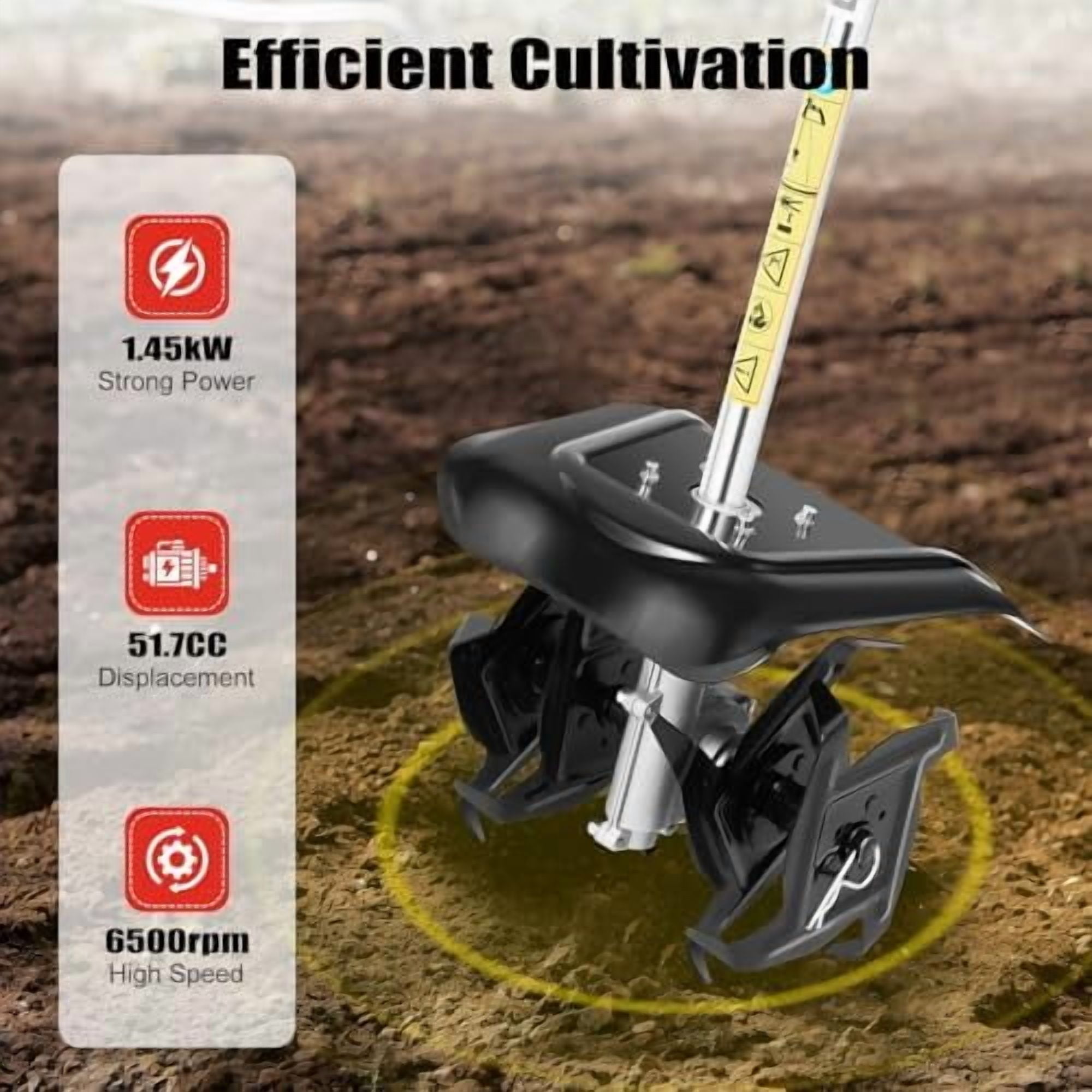 Generic Gas Powered Tiller Cultivator 2-Stroke Handheld Rotary Garden Rototiller (Orange, 26.2 lb) 5emnq