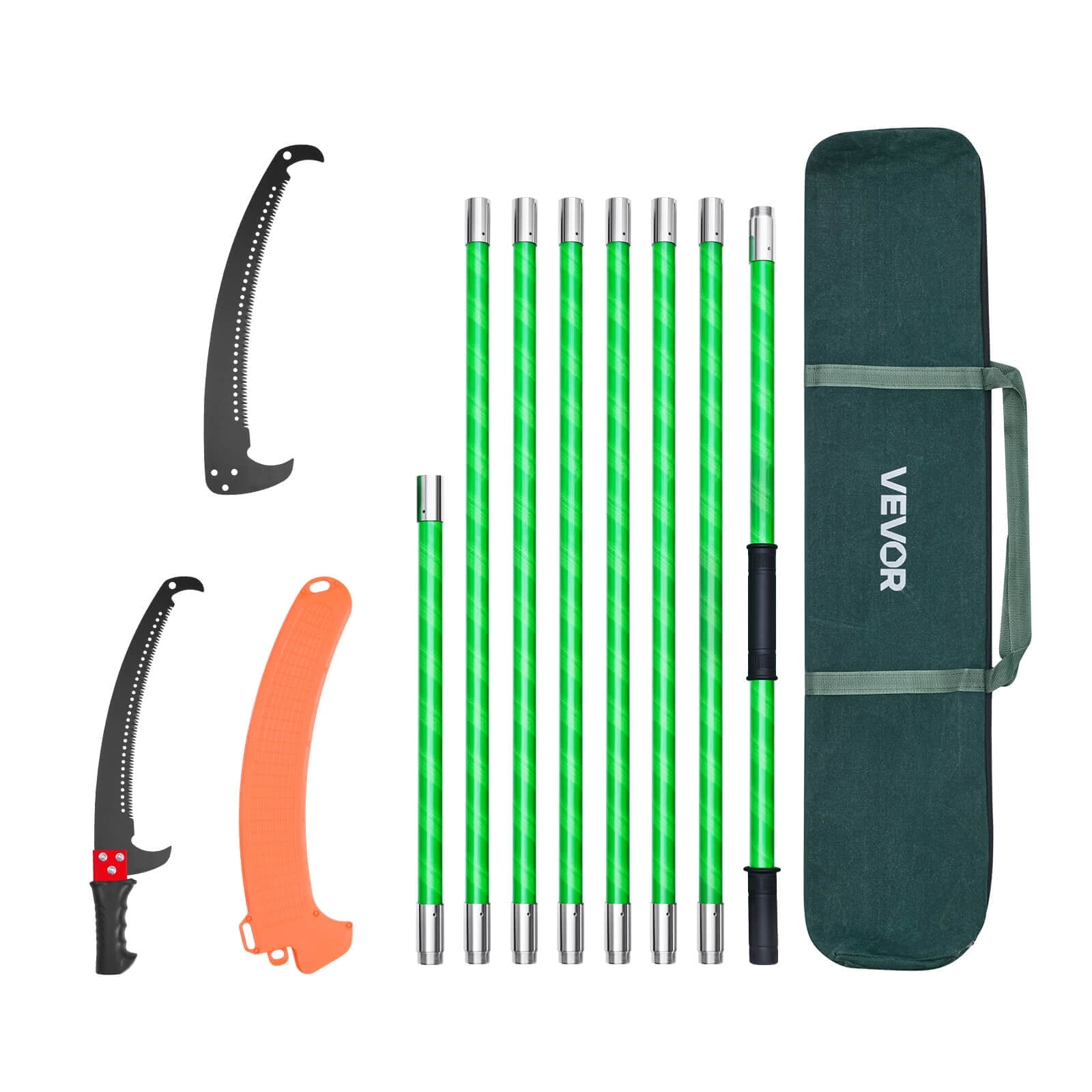 VEVOR Manual Pole Saw, Extendable Tree Pruner with 65Mn Steel Blade, Lightweight Fiberglass Handle for High Branch Trimming (27 ft) tbxjr