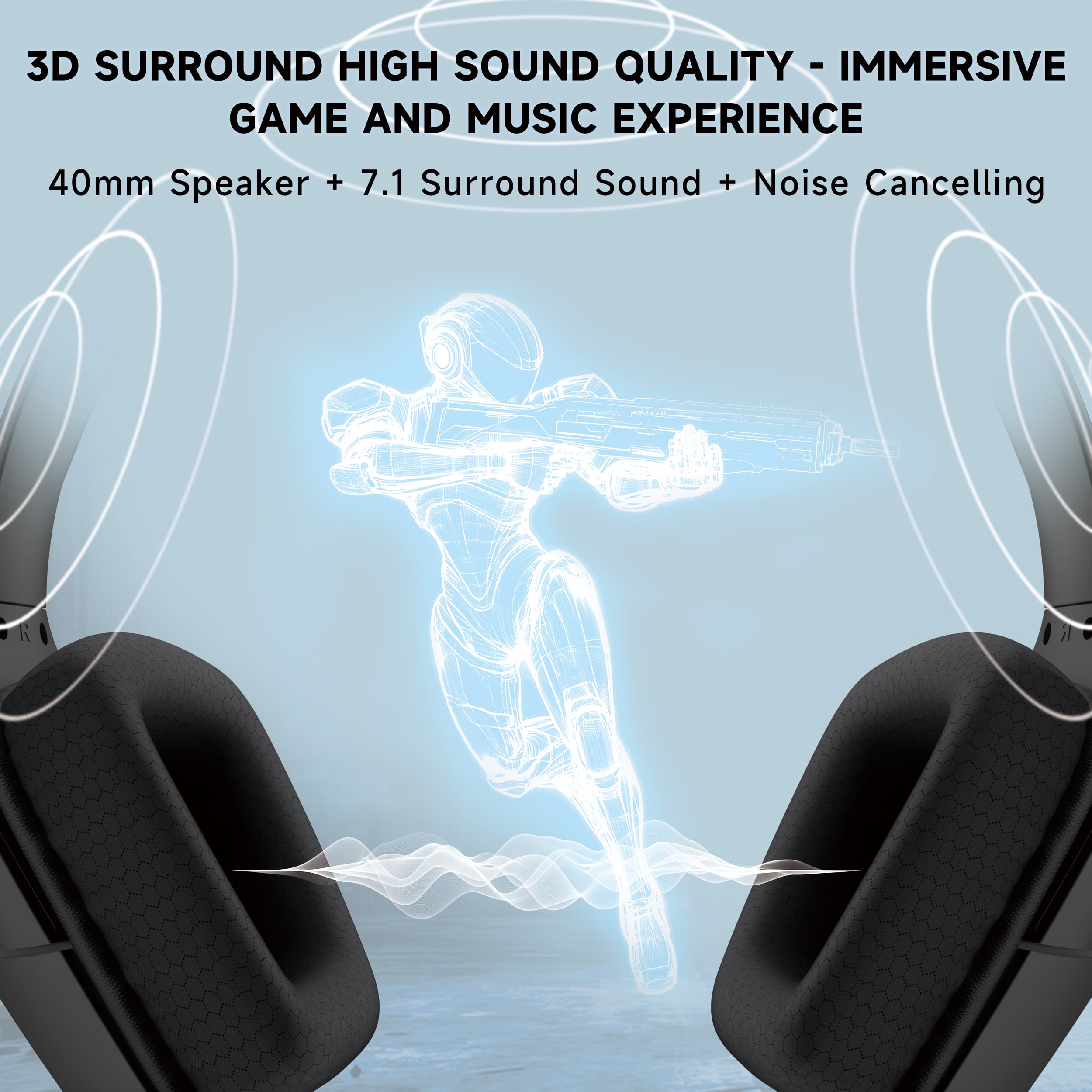 Soifcik Wired Gaming Headset with 7.1 Surround Sound and Noise Cancelling Microphone (Black, 0.45 lb) hqniz