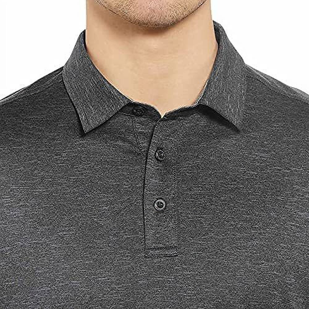 G.H. Bass Men's Short Sleeve Cooling Stretch UPF 50 Polo Shirt (Black Heather, Small) hts6h